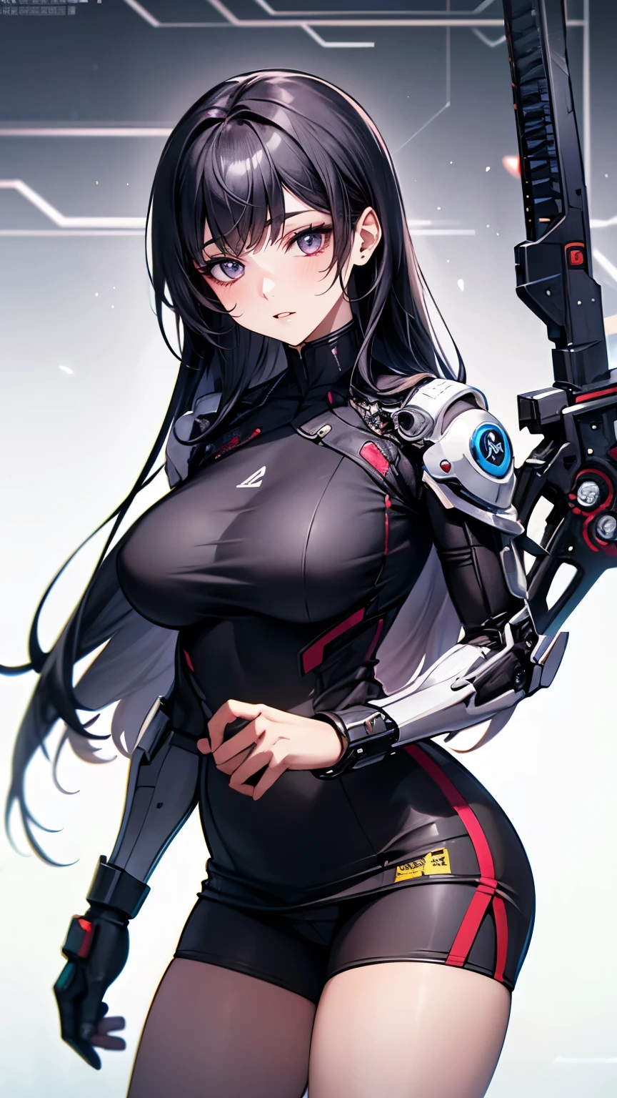 (Very delicate and beautiful:1.2)super model,,Beautiful breasts,voluptuous,【bike shorts】,,【3girls】,,Highest quality, High resolution, 8k,mini skirt.Three Girls.cyber punk.Mechanical Sword