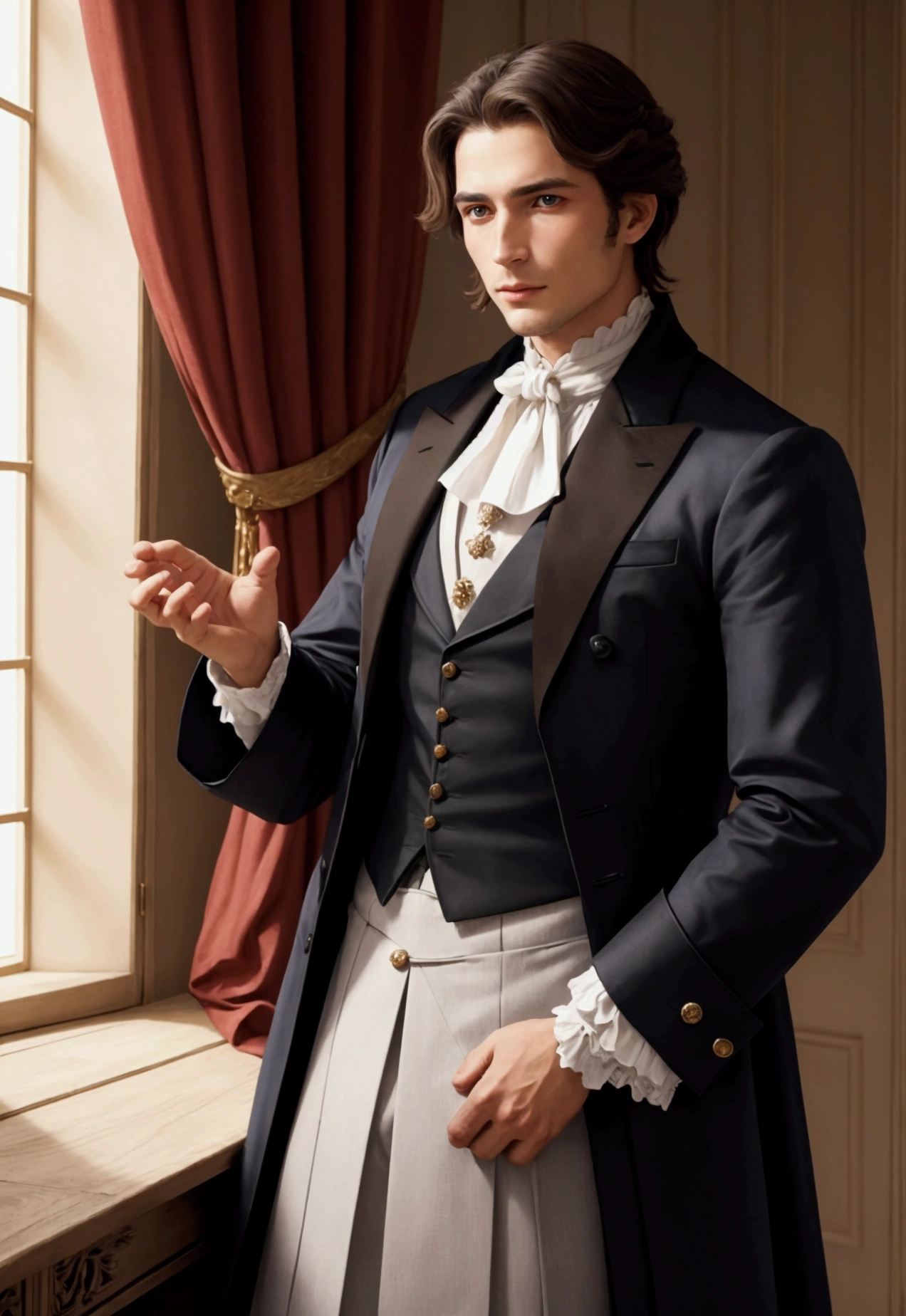 Un homme de la noblesse médiévale qui porte des vêtements chauds et sombres