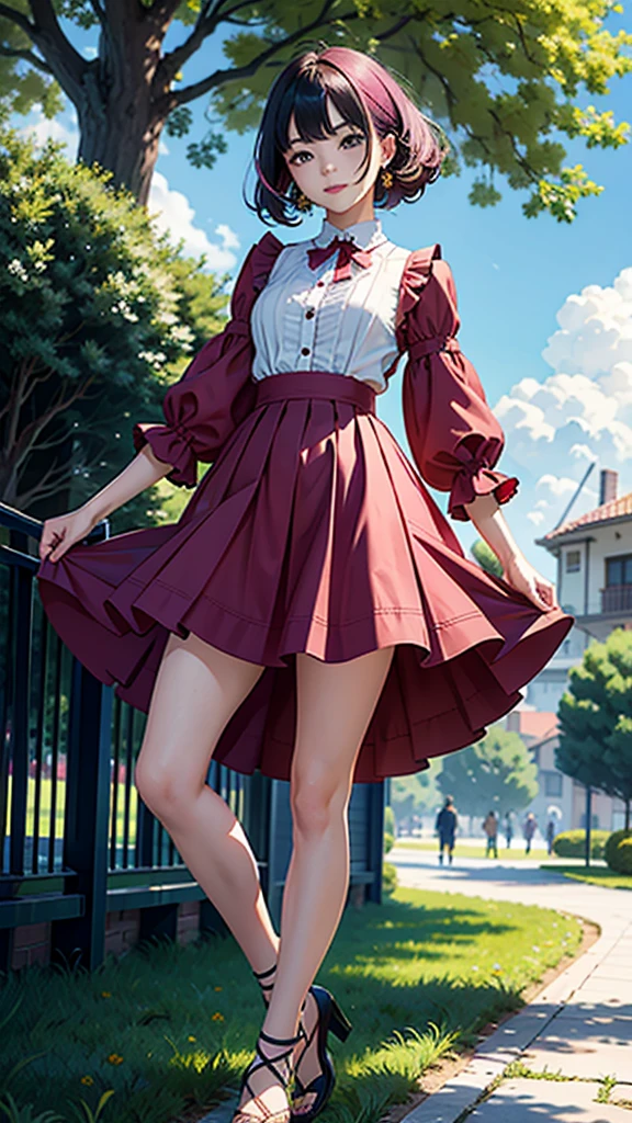 masterpiece, Highest quality, Spring outfit, Colorful Hair, ,whole body,Front facing