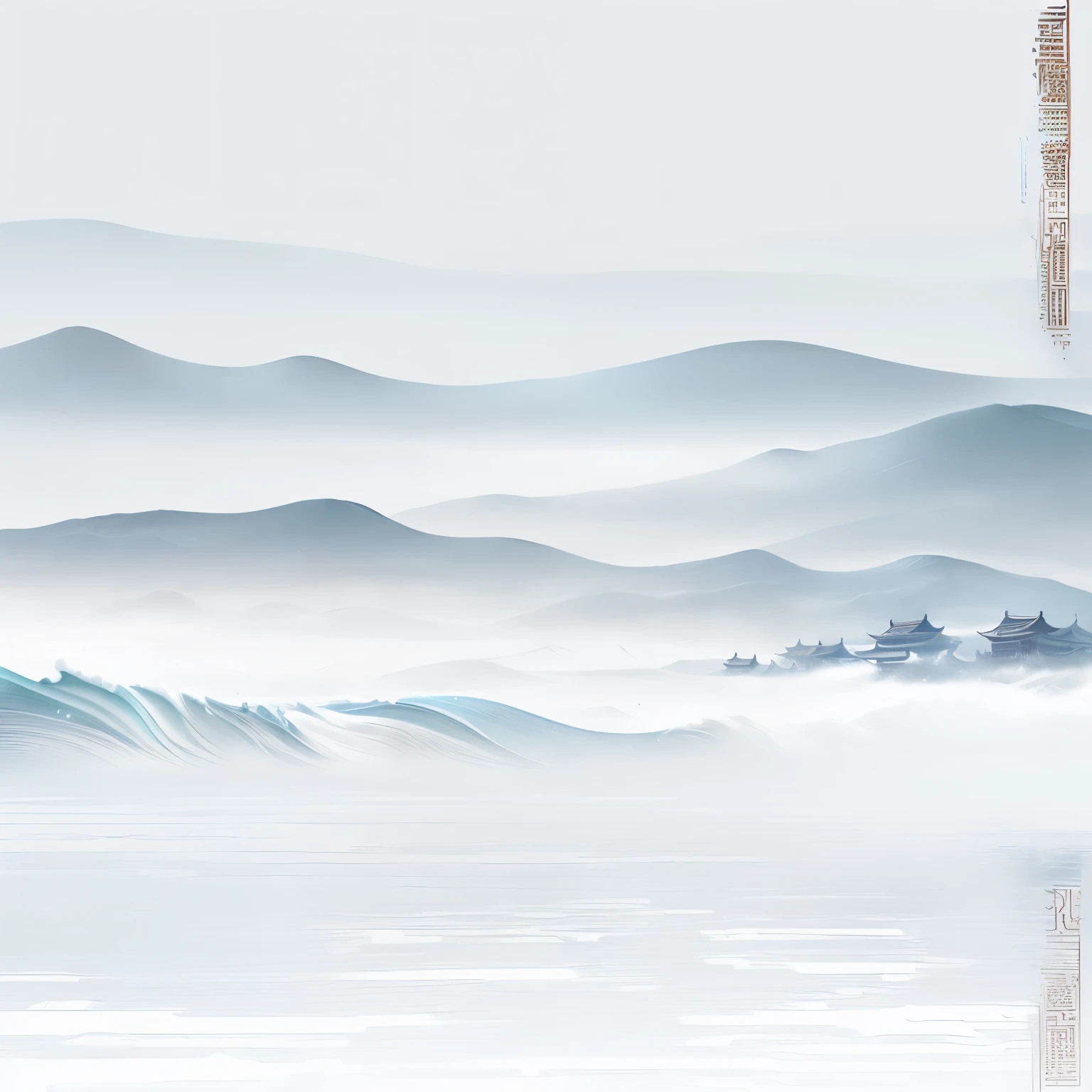 landscape,Chinese style,Water waves,Technology,masterpiece, best quality, (Extremely detailed CG unity 8k wallpaper), (best quality)