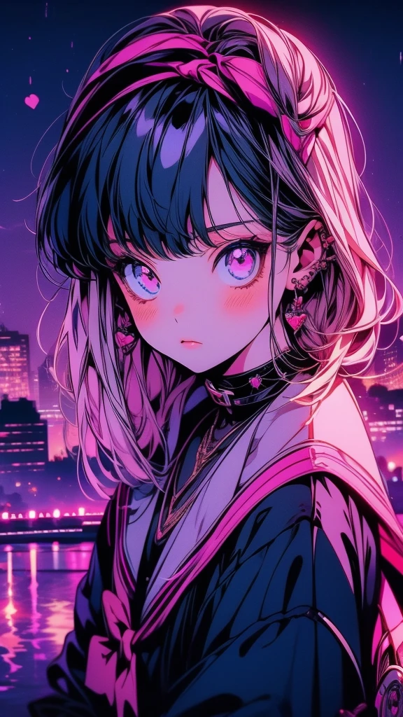 棚に座って窓の外の街を眺めるAnime Girls, Nightcore, Anime Aesthetics, Anime Girlsがしゃがんでいる, Beautiful anime school girl, Anime Girls, Background city, with a Background city, Cute girl anime visuals, Background city, リアルな若いAnime Girls, beautiful girl, Anime Best Girl