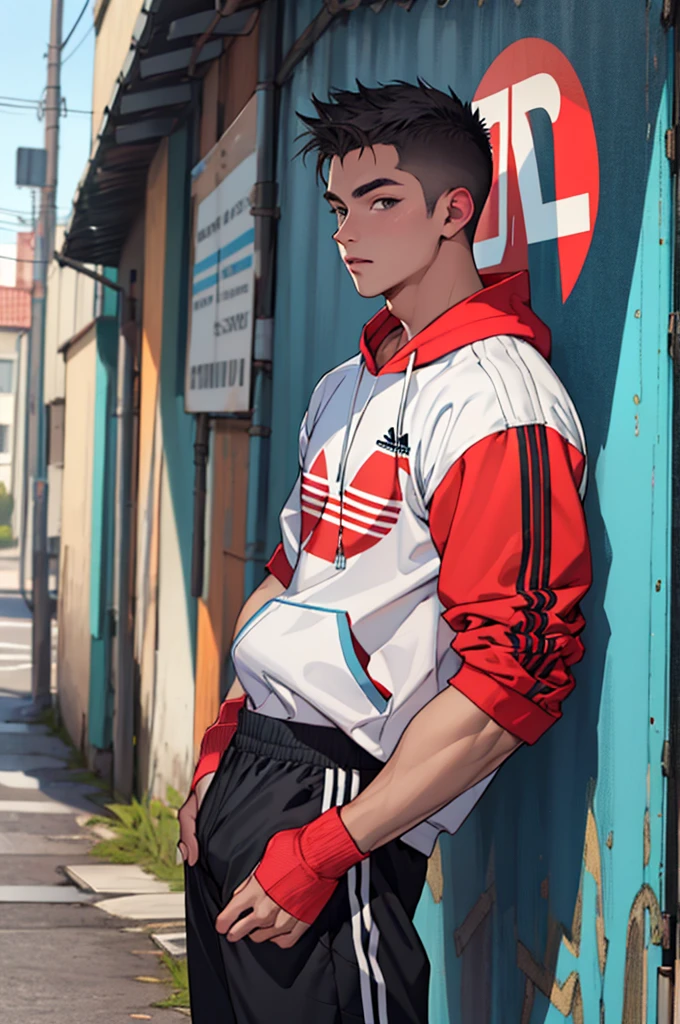 ((best quality)), ((masterpiece)), (detailed), ,male chav, addidas clothing, sexy, twink