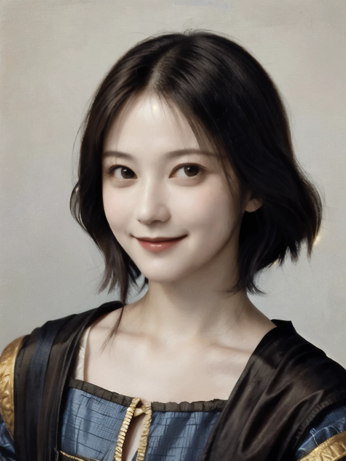 261 20-year-old female, (Short Hair 46),(Genuine,chest),Old-fashioned smile,(Paintings by Leonardo da Vinci)