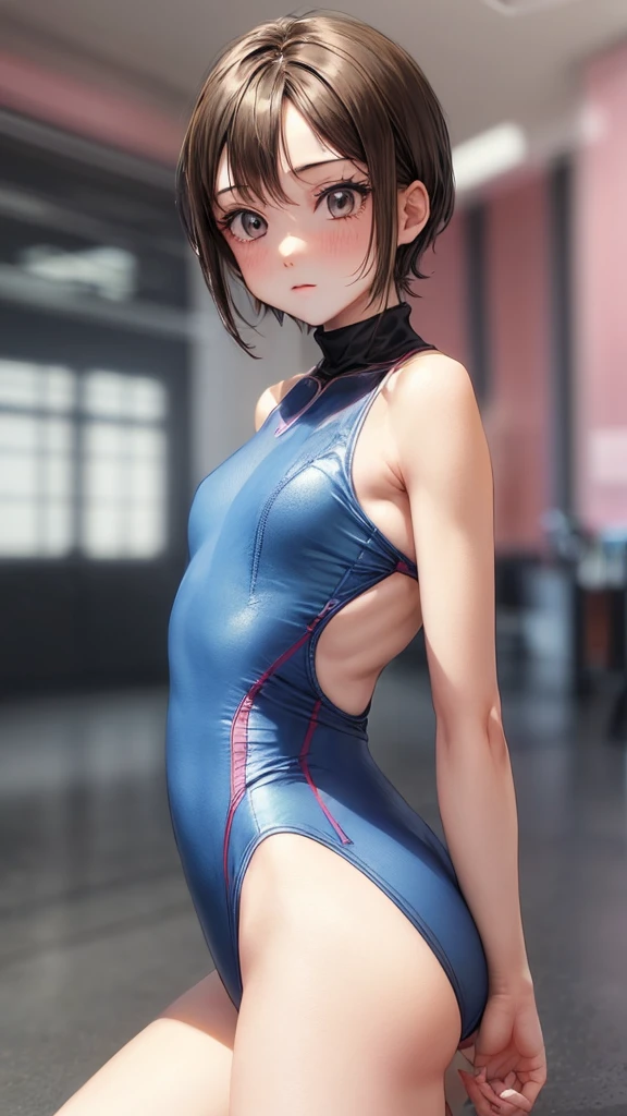 beautiful 1child gymnast leotard, extremely detailed face and eyes, long eyelashes, dynamic pose, colorful leotard, anime style anime art work