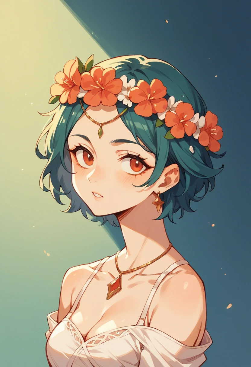 1 girl with flower crown