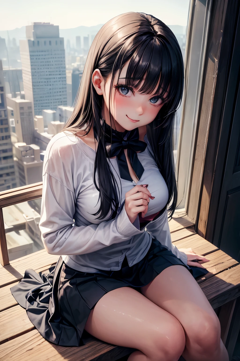 beautiful girl, (ingratiating, obsequious, groveling), normal clothes, casual clothes, sfw, she's looking up me through her eyelashes, (vulgar, lowly, depraved, dirty minded), she belittles herself, petty, sly, shame, liar, insecure, shy, from above, sitting, ingratiating smile