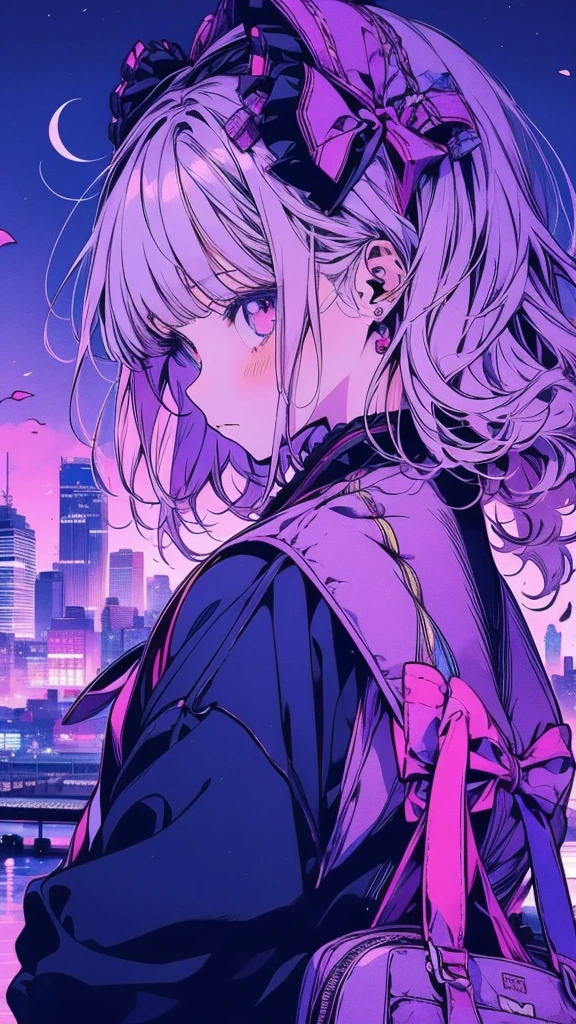 棚に座って窓の外の街を眺めるAnime Girls, Nightcore, Anime Aesthetics, Anime Girlsがしゃがんでいる, Beautiful anime school girl, Anime Girls, Background city, with a Background city, Cute girl anime visuals, Background city, リアルな若いAnime Girls, beautiful girl, Anime Best Girl