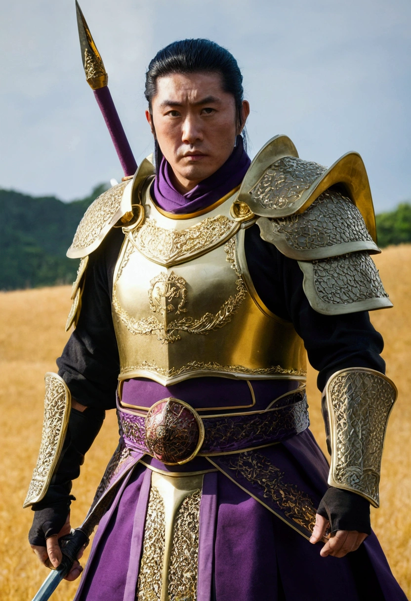 Color**: Mainly based on black and purple、By adding accent colors such as gold and silver、Emphasizes strength and mysticism。
2. **Pause**: 戦闘中のダイナミックなPauseや、構えのPauseなどを取り入れると、It can express strength。
3. **Costume**: By giving them combat armor and weapons、Emphasize your warrior-like qualities。
4. **background**: Ruined cities and battlefields、戦いの舞台を示すbackgroundを取り入れることで、It increases the storytelling。