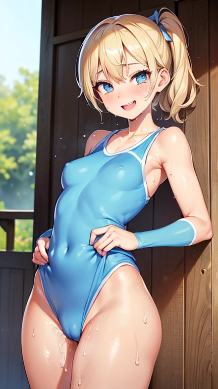 (masterpiece:1.3, Highest quality, Ultra-high resolution, Very detailed), (Realistic, photoRealistic:1.4), Beautiful illustrations, Perfect lighting, Natural light, colorful, Written boundary depth, Surrealism, Browsing Caution,
Beautiful detailsまでこだわった髪, Beautifully detailed face, Beautiful details, Beautiful clavicle, Beautiful body, Beautiful breasts, Beautiful thighs, Beautiful legs, Beautiful fingers,
View your audience, Cowboy Shot, 1 girl, Japanese, high school girl, Perfect Face, (Perfect Anatomy, Anatomically correct), Cute and symmetrical face, Shiny Hair,
(short hair, Short Side Ponytail, Ash Blonde Hair), Crossed bangs, blue eyes, Big beautiful eyes, Long eyelashes, (Mid-chest), thin, skinny, Sunburn, Glowing Skin, Glowing Skin, Oily skin,
((Cheerleader, blue Cheerleader uniform)),
(Beautiful views), Audience seats, Arena, Drooling, (Sexy pose, Dynamic pose), (Cute Smile, Open your mouth. Sweaty:1.7), ((Love Juice:1.3)),