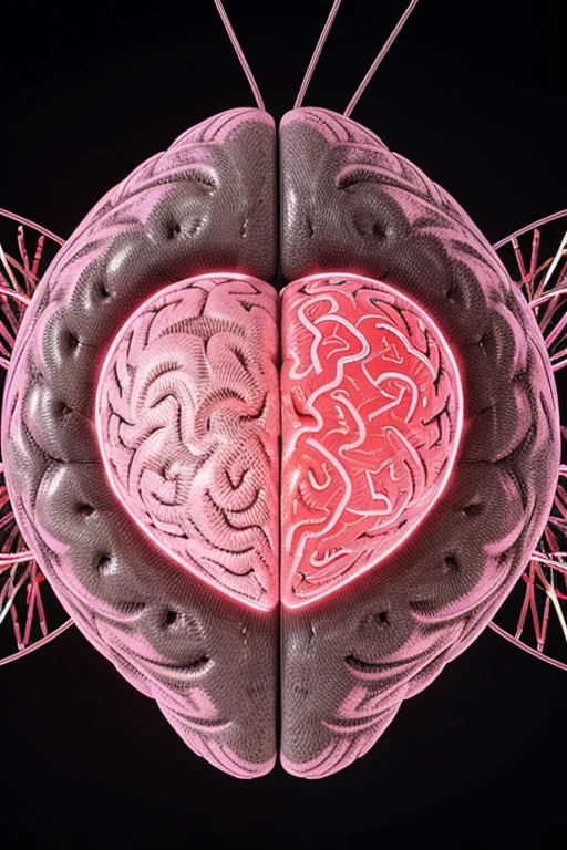 Draw a brain with a heart in its center, surrounded by lines representing active neural connections. This could symbolize how love and emotional support can stimulate and strengthen our mind and emotional well-being..