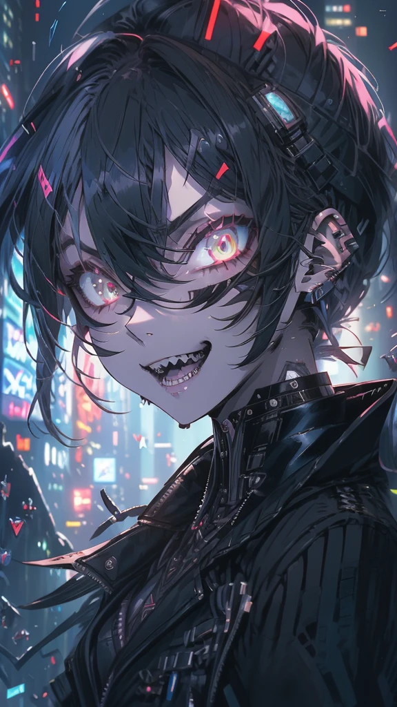 Close-up of a man in a suit and tie, Hermaphrodite Vampire, Cyberpunk girl with jet black hair, Renji Murata and Artgerm, rei hiroe Black Lagoon Manga, Black Lagoon Manga, 1 7 year old anime goth girl, inspired by Yukihiko Yasuda, Ishida Sui with black hair, Portrait of Tifa Lockhart
