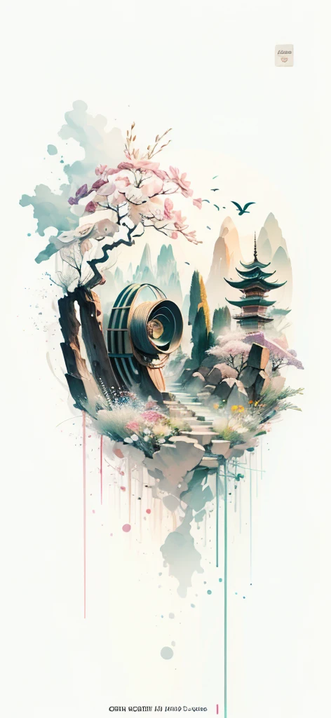 (Numerical Art,Inks and washes:1.2),Nobody, Mountain々, wood, Rivers,Flowers,Lotus flower, (Oriental elements, Chinese colors, Senior Color Matching), (3D sculpture,Rendering with Octane,Volumetric Light,Natural soft light,), (Very delicate:1.2, Losing focus:1.2, Very colorful, Cinema Lighting, Chiaroscuro,Ray Tracing), masterpiece, Super rich,Very detailed,8k, Zurrison_style_wonderful_wall