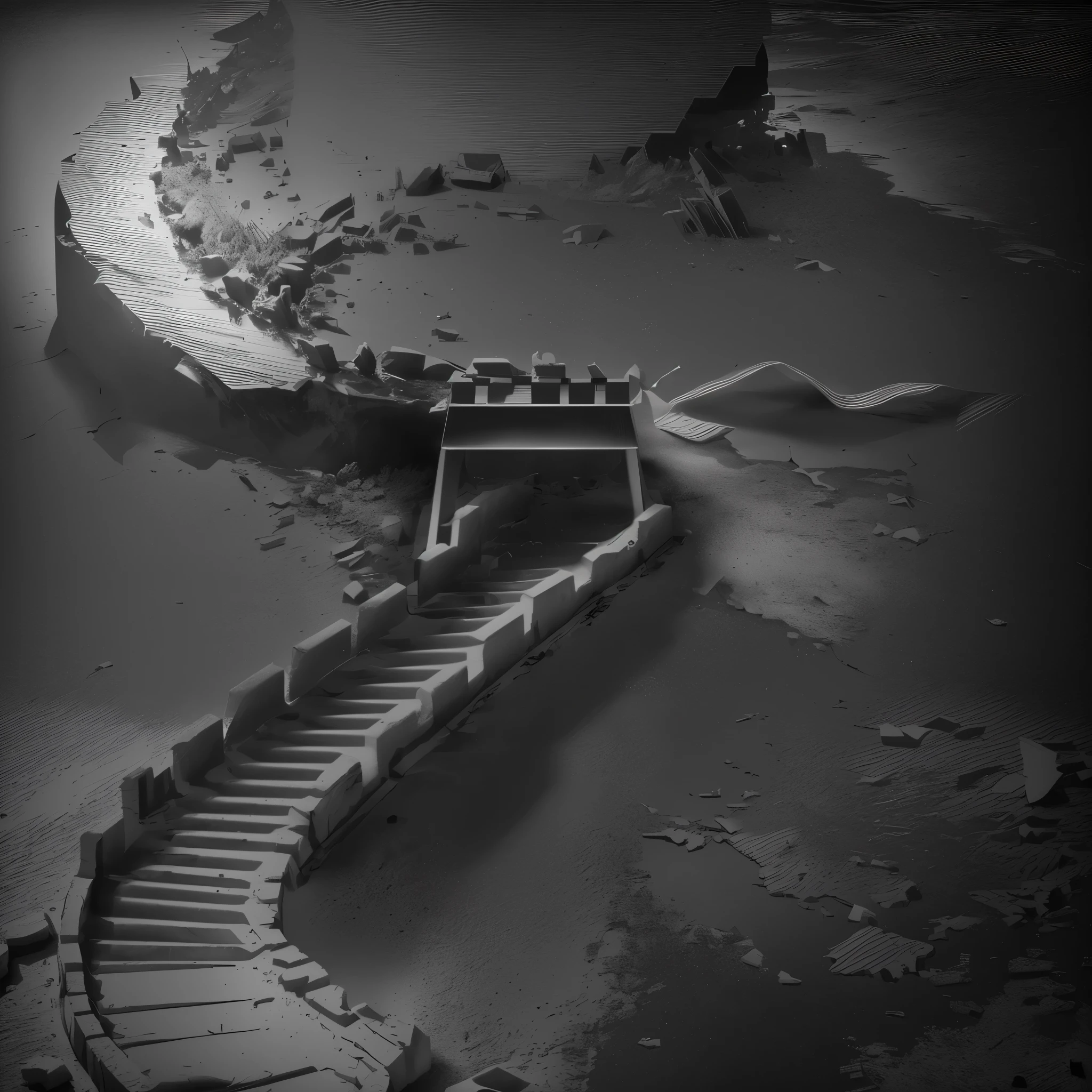 Generate grayscale images with relief effect, textured light and shadow, 4k 3d effect