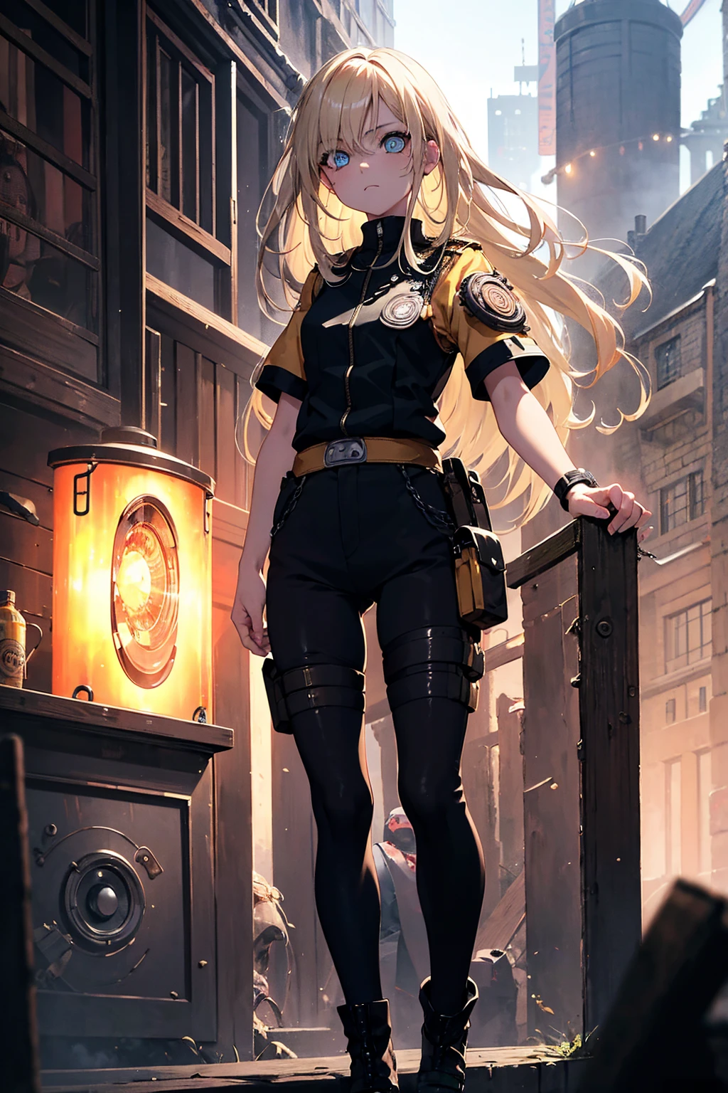 best quality,masterpiece,ultra detailed,Add layer,detailed eyes,slim,skinny,slim legs,small hips,1 girl,
NARUTO,steam punk,Horror,15 years old,
(heterochromia,Yellow eye,blue eye),(big eyes),slant eyes,upturned eyes,glowing eyes,slant eyes,Sharinggan Eyes Inpaint,
hair over one eye,long hair,Ash blonde,wavy hair,shiny hair,silky hair,
expressionless,
((tactical vest)),steam punk military uniform,pants,
standing,Full body,Lake of the Dead,