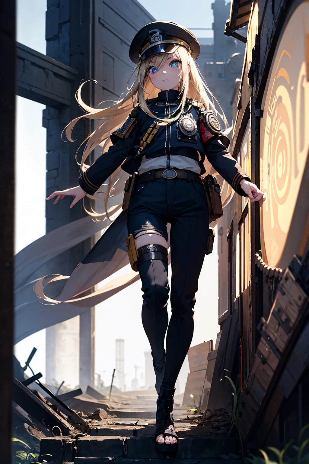 best quality,masterpiece,ultra detailed,Add layer,detailed eyes,slim,skinny,slim legs,small hips,1 girl,
NARUTO,steam punk,Horror,,
(heterochromia,Yellow eye,blue eye),(big eyes),slant eyes,upturned eyes,glowing eyes,slant eyes,Sharinggan Eyes Inpaint,
hair over one eye,long hair,Ash blonde,wavy hair,shiny hair,silky hair,
expressionless,
((tactical vest)),steam punk military uniform,pants,
standing,Full body,Lake of the Dead,