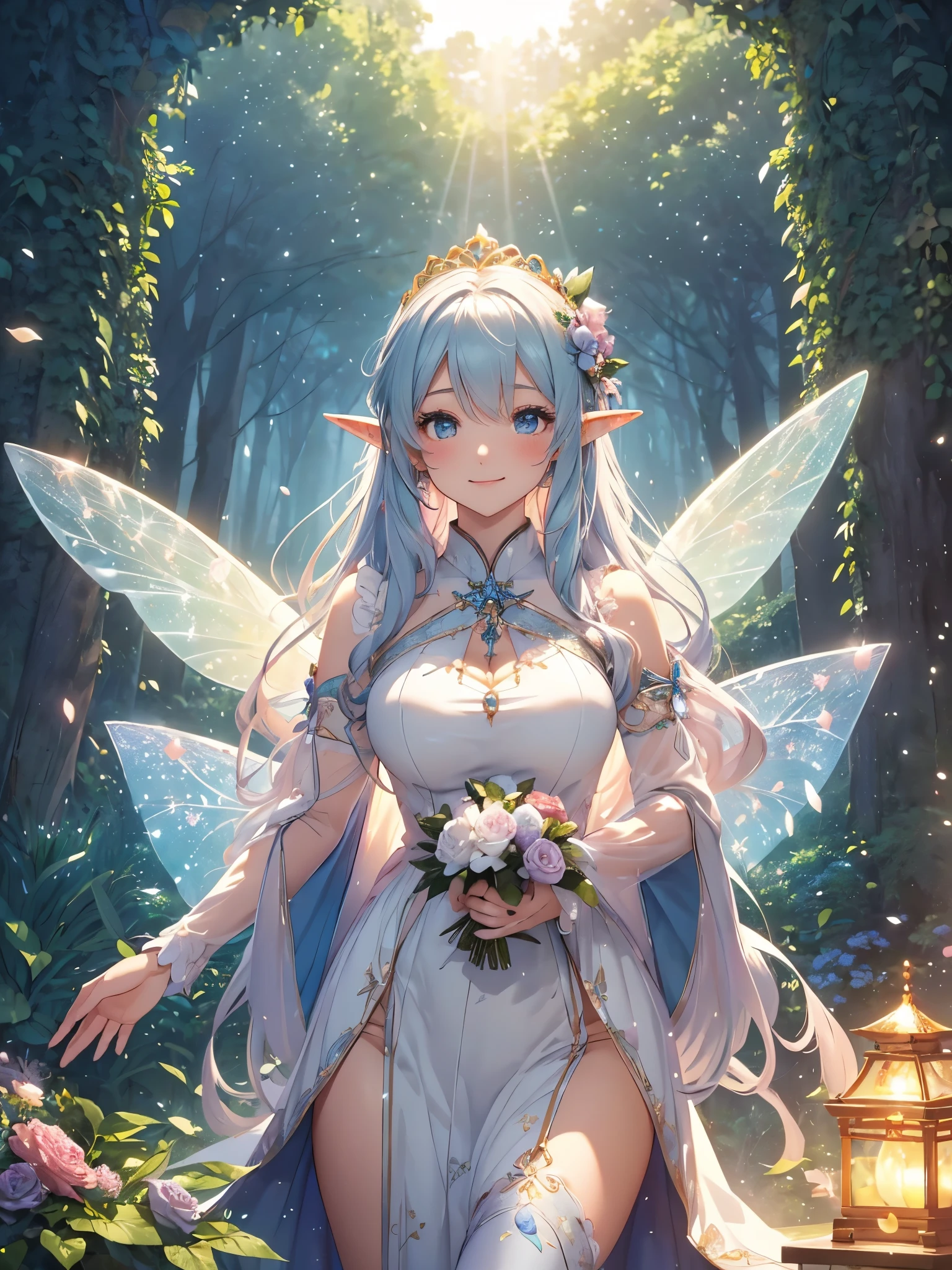 最high quality、1 woman elf on screen 、sexly, Beautifully decorated  dress、Beautiful foam、、CourtyardShining fairy wings、Flower fractal art　　Beautiful Nature　Crystal of snow、Blue Ice World　beautiful underwear,　、Bigger on the screen((cowboy shot 　))　　　　、see-throughbodystocking,underwear,Beautiful radiance,High-definition depiction, Realistic, 8k, Unity, beautiful Shot, light smile, Beautifully and vividly drawn, , Beautiful, beautiful, clear skin、sexly,beautiful underwear,Countless rays of light pouring down, Swirling Light, Raise one arm above your head, Intense light is emitted from the magic circle in front of the girl.   forest、Lots of leaves、green leaves、flower、Particles of light、Bedroom at night、Magic Palace、Fairy tale、
Romanticism,Cowboy Shot: The most beautiful form of chaos, Mr..々colour, Intertwined flowers, Particle,magical gentle light,smile,sexly,image quality、masterpiece、Beautiful Face、Super beautiful elf woman((Big breasted 22 year old office lady、Bust 100,Beautiful long ironed hair 、bionde hair,height: 165cm。、sexly、ANDsbian、、high quality、、Visual art、Written boundary depth、、ANDlf ANDars、、universe、Happy smile、gentle light、ANDlf forest、elegant、ticker beautiful decorative、、magic、forest、beautiful tiara、Beautiful bed、Beautiful Landscape、A kind smile、wonderful、Fluttering petals、Dance happily、、Cultivate fantasy、、Mystery light　Lots of flowers、、art、forest, palace, art,mystery,Ultra-high resolution,atmosphere A colorful and dreamy anime-style illustration of a young girl with beautiful hair,Beautiful Forest. surrounded by a kaleidoscope of colors and glowing lights. The background is filled with whimsical details and a magical atmosphere. --ar 3:4 --style raw --stylize 600 --niji 6、Throne Beautiful Aquarium