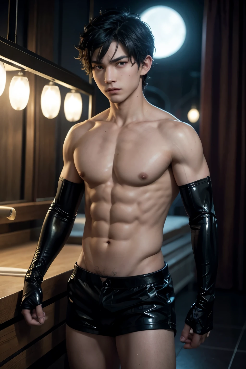 Cat noir from miraculous ladybug shirtless and very strong