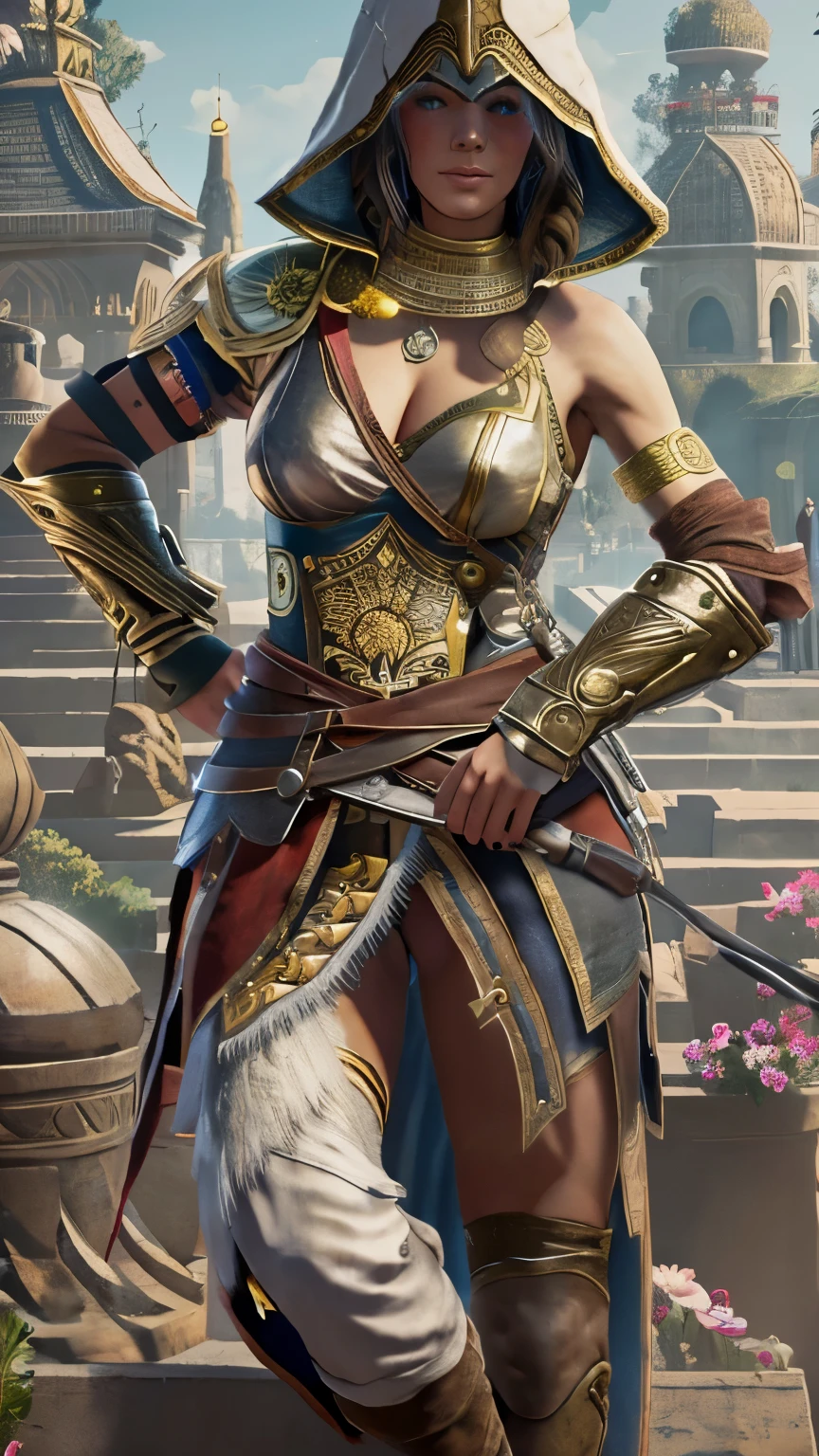 Very nsfw, extremely detailed Kassandra Assassin's Creed Universe sexy pose, revealing clothing,