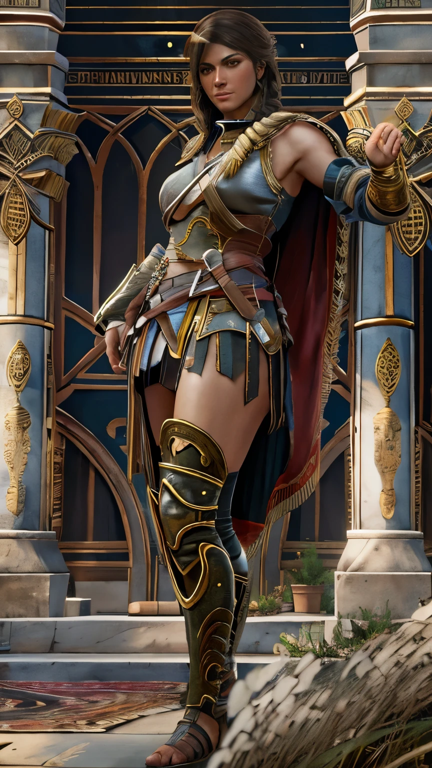 Very nsfw, extremely detailed Kassandra Assassin's Creed Universe sexy pose, revealing clothing,