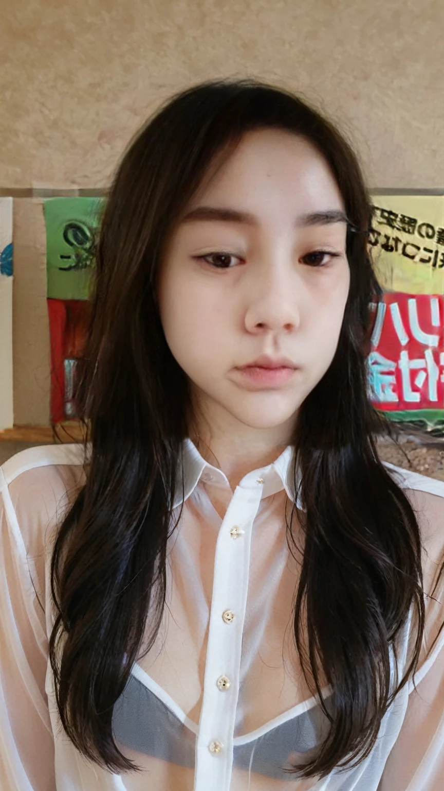 See-through white buttoned shirt