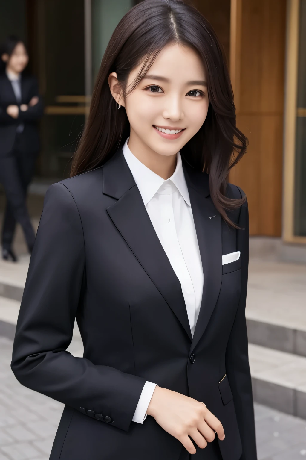 wome’ns Suits、Black suit、The shirt、smile at me