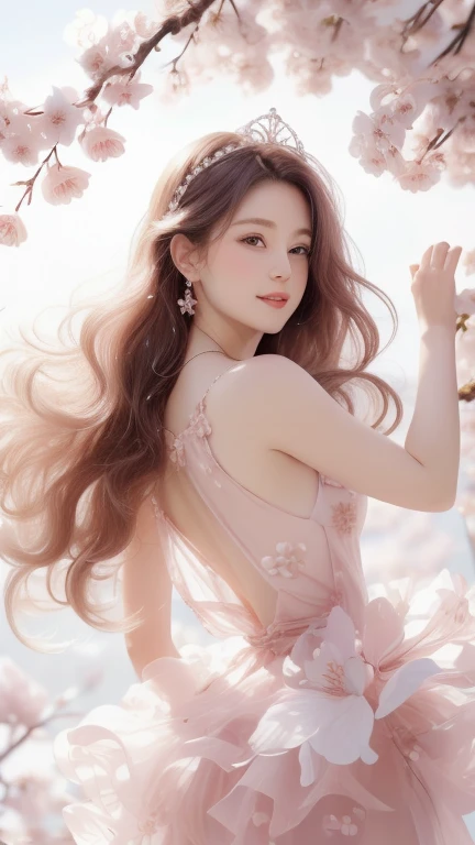 Prompt 1: Shower of Cherry Blossoms
Fairy's Appearance
Outfit: A dress made of cherry blossom petals. The design is fluffy and airy, with pink and white as the base colors, adorned with petals and leaves.
Hairstyle: Long wavy hair with a crown of cherry blossoms. The hair color is a soft pink.
Facial Features: Elegant and delicate features, large eyes, and light pink blush.
Accessories: Earrings and a necklace made of cherry blossom petals.
Location and Scenery
Location: A fully bloomed cherry blossom avenue. The background is filled with blooming cherry blossoms.
Time of Day: Morning, with soft daylight streaming in.
Scenery: Cherry blossom petals are dancing in the air, and the ground is covered with petals. The background has a clear blue sky.
Pose and Expression
The fairy is spreading her arms and dancing. She has a gentle smile on her face.