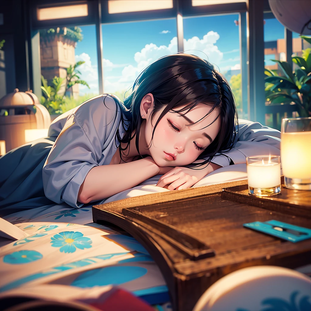 masterpiece、Highest quality、Super detailed、全naked、((((Eyes closed、Sleeping、I&#39;m exhausted、Fainted、Sleeping on your back、Spreading her legs)))、(40-year-old Caucasian woman、I&#39;m a little overweight、Big Breasts、Large erect nipples、Huge nipples、Large areola、Thick pubic hair、Anal、thick body、Thick thighs)、((((naked))))、Blonde、Long Hair、)NSFW、No correction、Voluptuous、Sexual、Soft Skin、Shiny skin、blush、