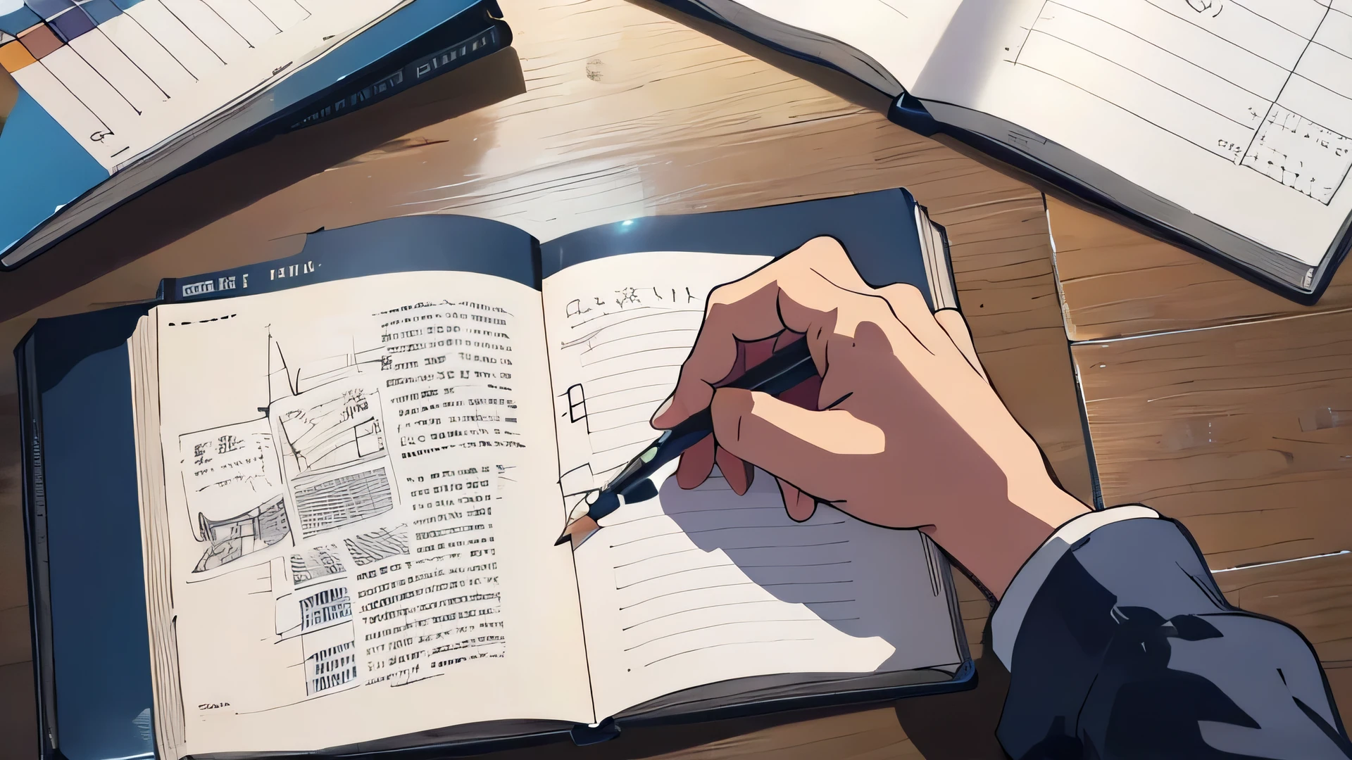 English textbook update、Writing with pencil、From above、Draw only the arms