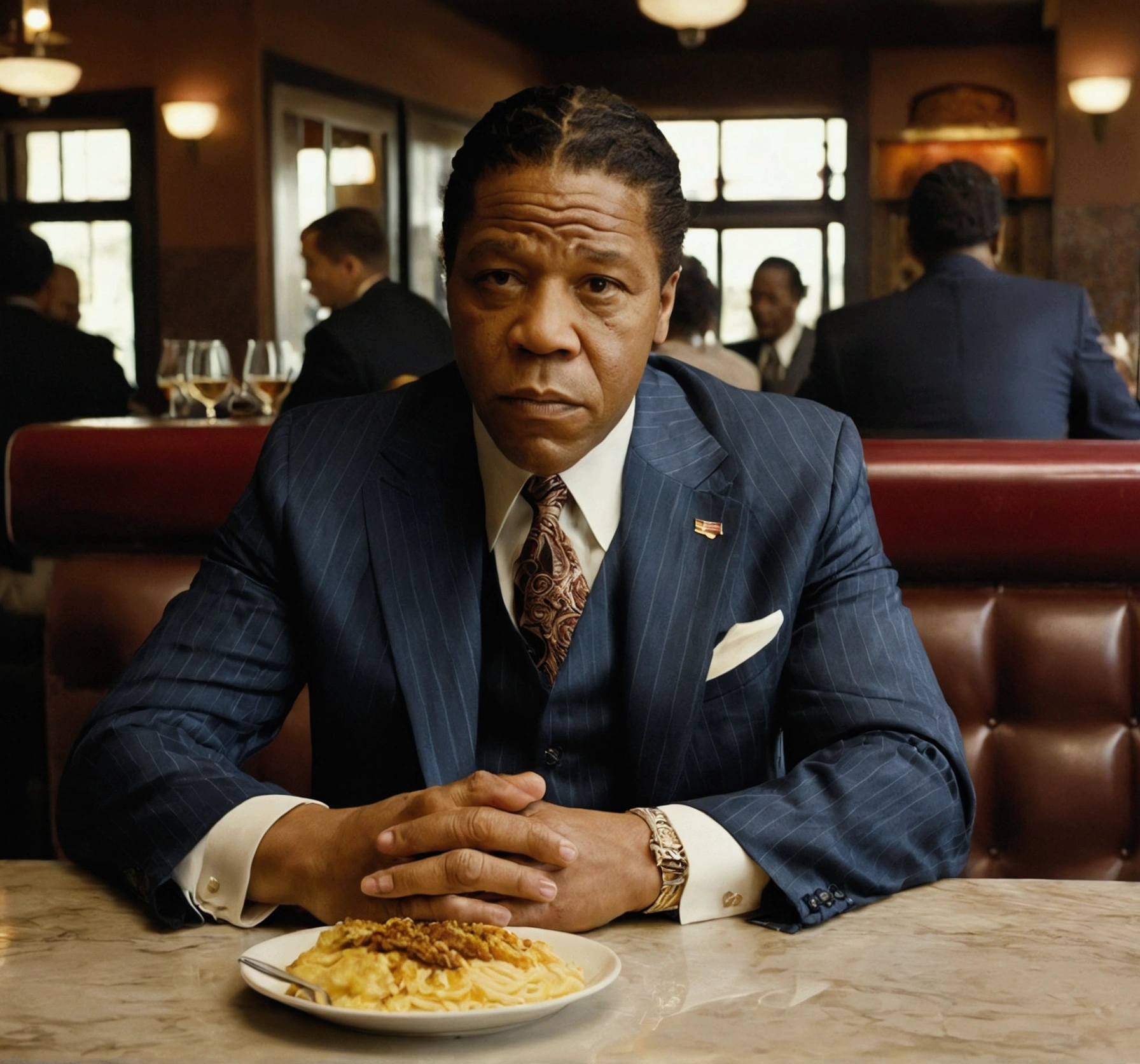 American gangster,Oil head,Sitting in a restaurant and celebrating,