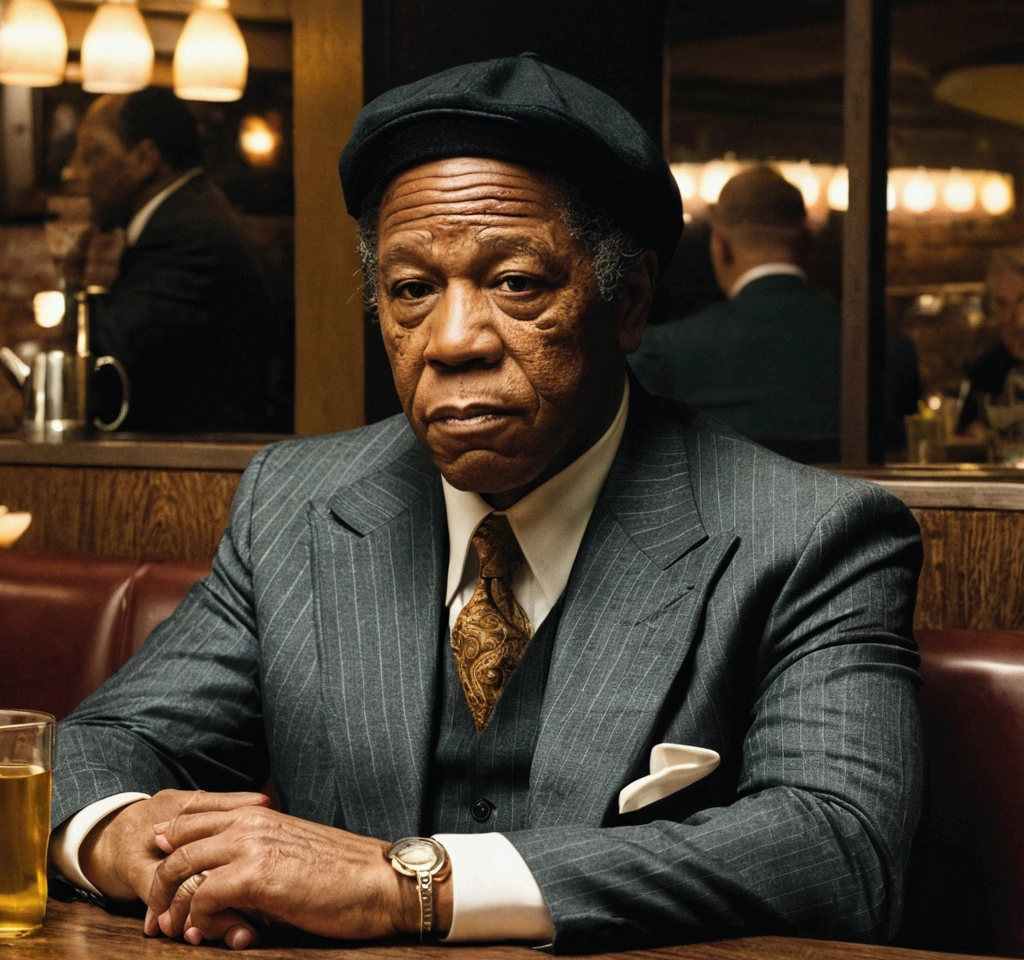 American gangster，Oil head，Sitting in a restaurant and celebrating，
