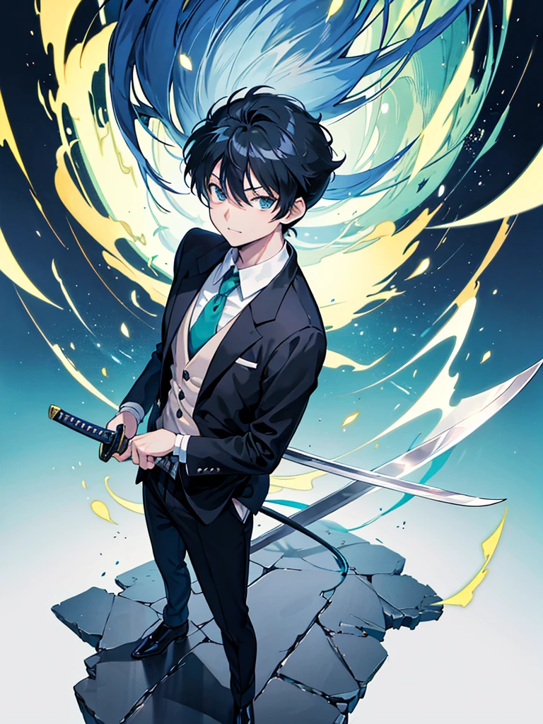 High resolution, highest quality, illustrations, super detail, a young man with an arrogant expression, showing an arrogant smile, and a translucent Azure Dragon phantom appeared behind him