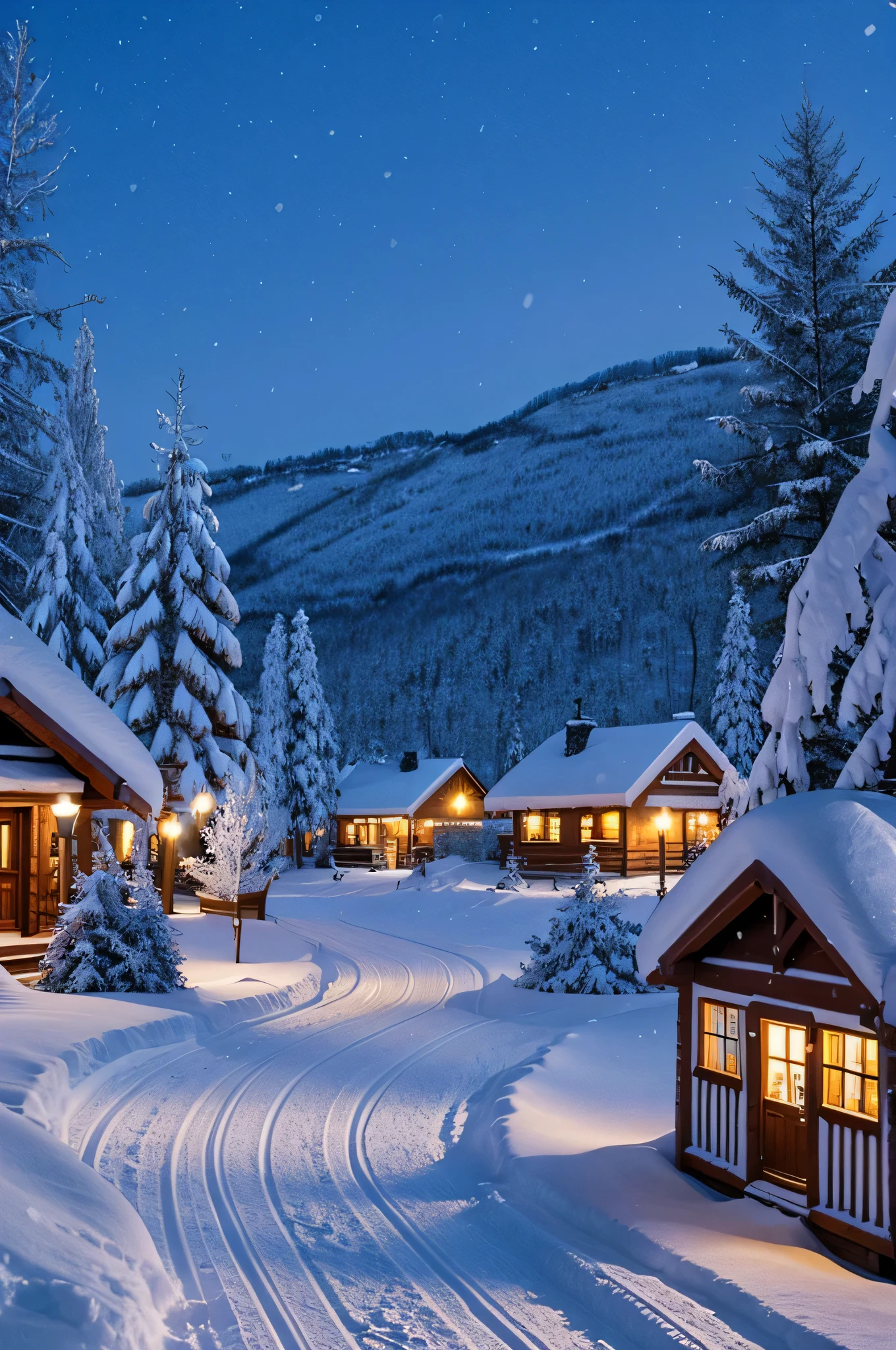 vinter village snowing