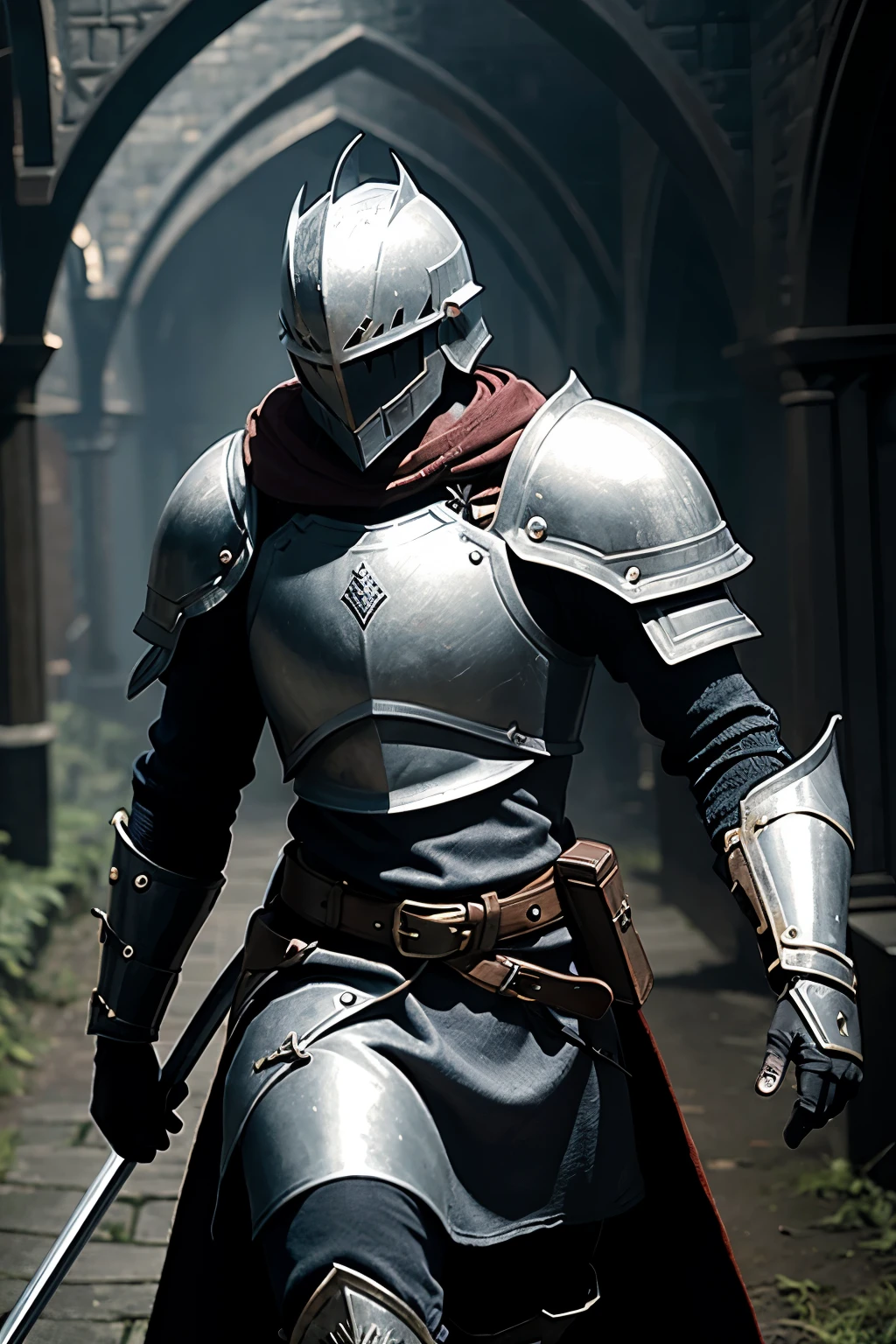 I would make a text written fallen knight with a pixelated medieval theme