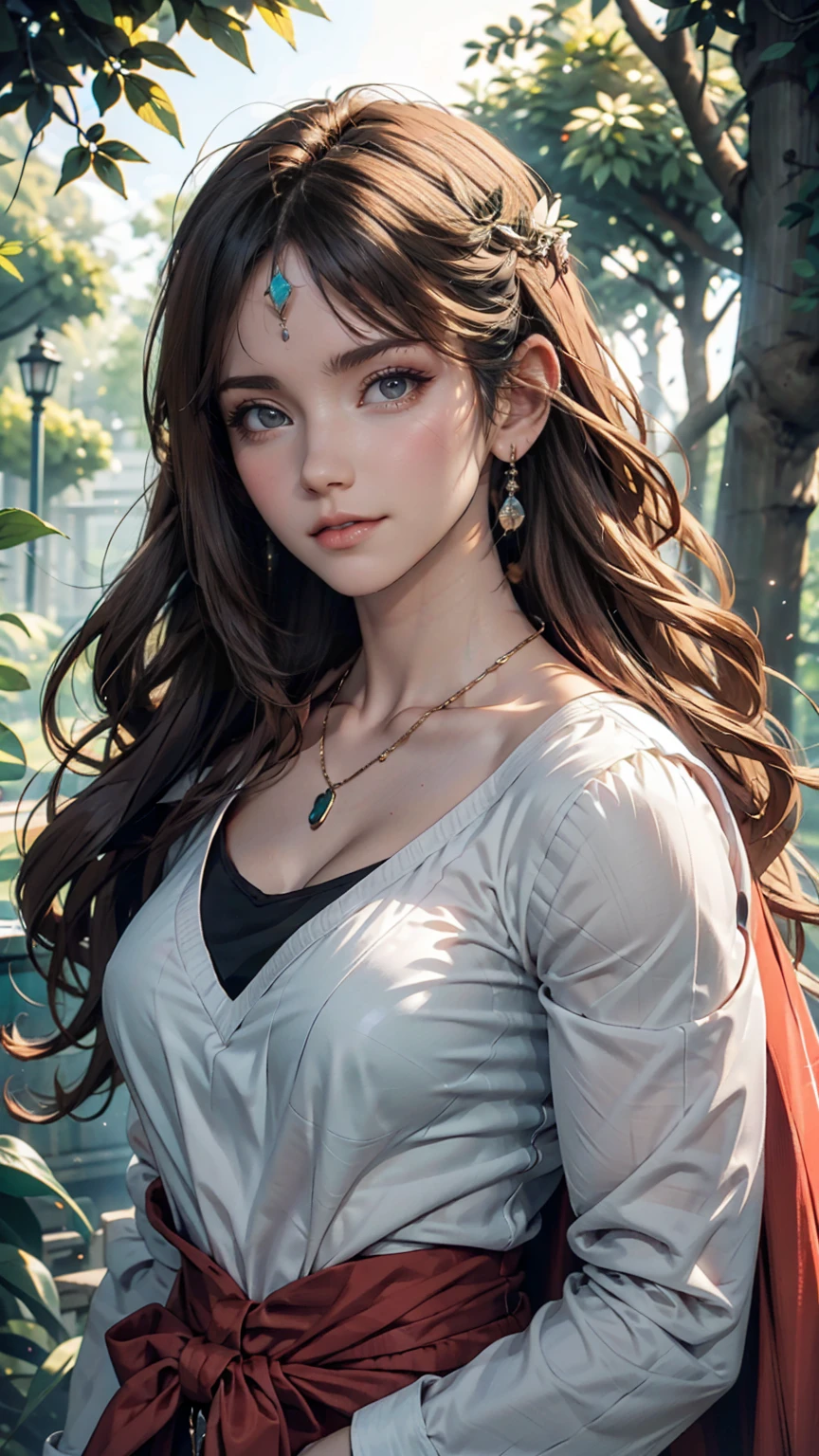 mj3d style,3dmm,3d,(masterpiece, Highest quality:1.1), Ghibli style, Mr. Miss. (mononoke hime), One girl, Bracelet, bangs, Black Hair, black undershirt, chest, Cape, Circlet, Earrings, Face Paint, Floating Hair, forest, fur Cape, Green Eyes, jewelry, View your viewers, medium chest, nature, necklace, Outdoor, parted bangs, shirt, short hair, No sleeve, No sleeve shirt, alone, tooth necklace, wood, Upper Body, white shirt