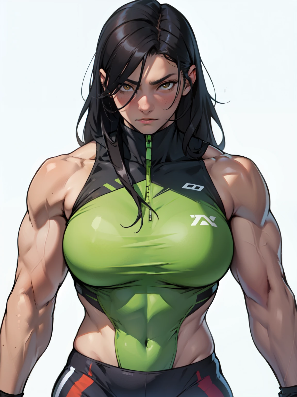 perfect female anatomy muscular girl big breasts empty eyes embarrassed black hair yellow eyes pale skin perfect female anatomy perfect female anatomy