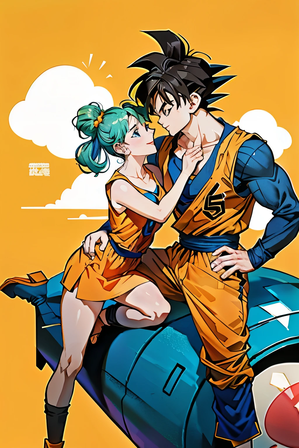 Dragon Ball goku and bulma kissing in the moonlight, estilo Anime 4K, Anime Wallaper, manga wallpaper 4k, high quality artwork, Dragon Ball artstyle, high definition artwork, hd Anime Wallaper, 4k post, 4k post, Anime 4K, Dragon Ball super, Dragon Ball style, Dragon Ball, animated image, 4k anime wallpaper