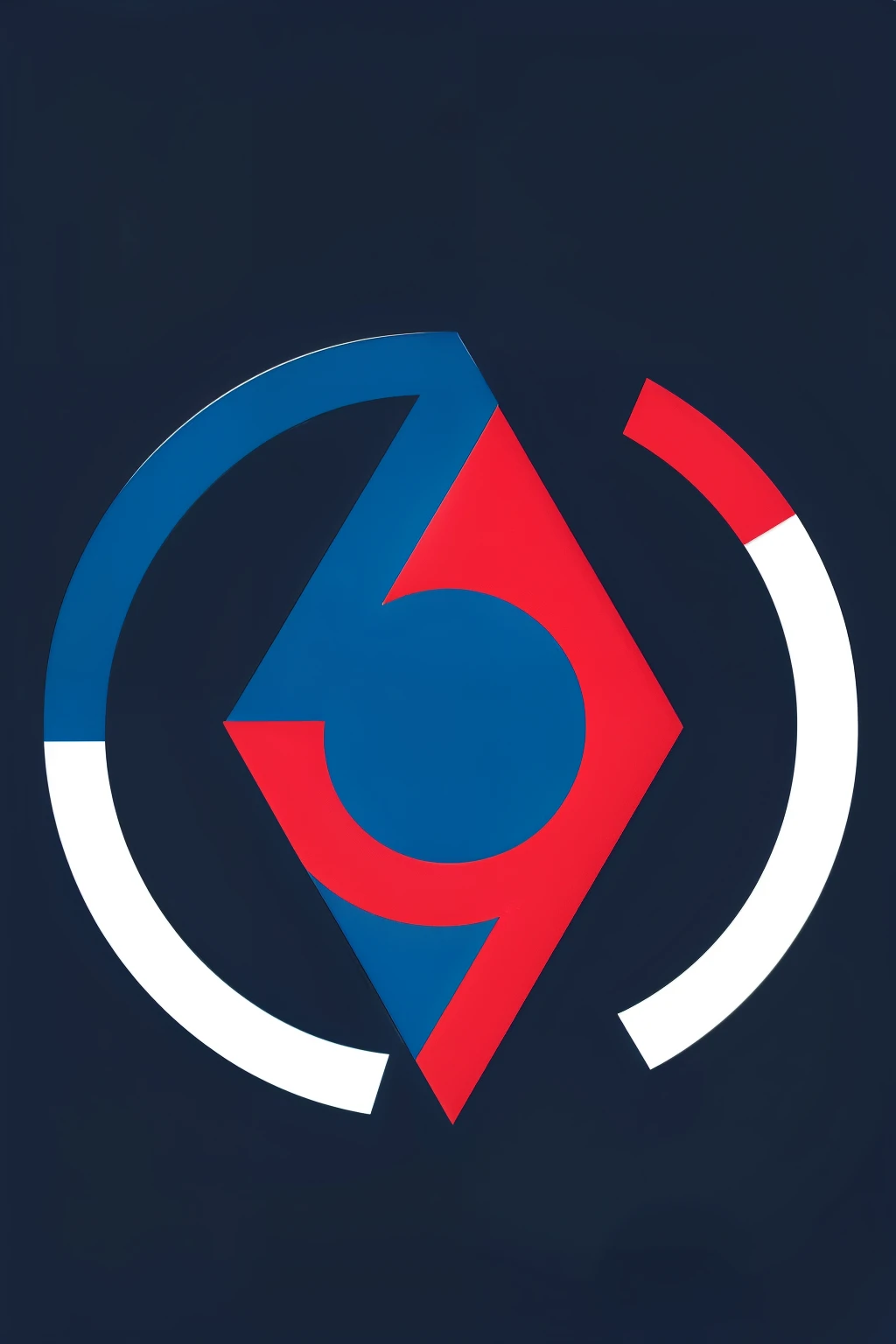 Greek symbol omega main, In contrast, the background of the image is darker blue, the blue background contrasts the red symbol. white triangle glows faintly inside the omega symbol 
