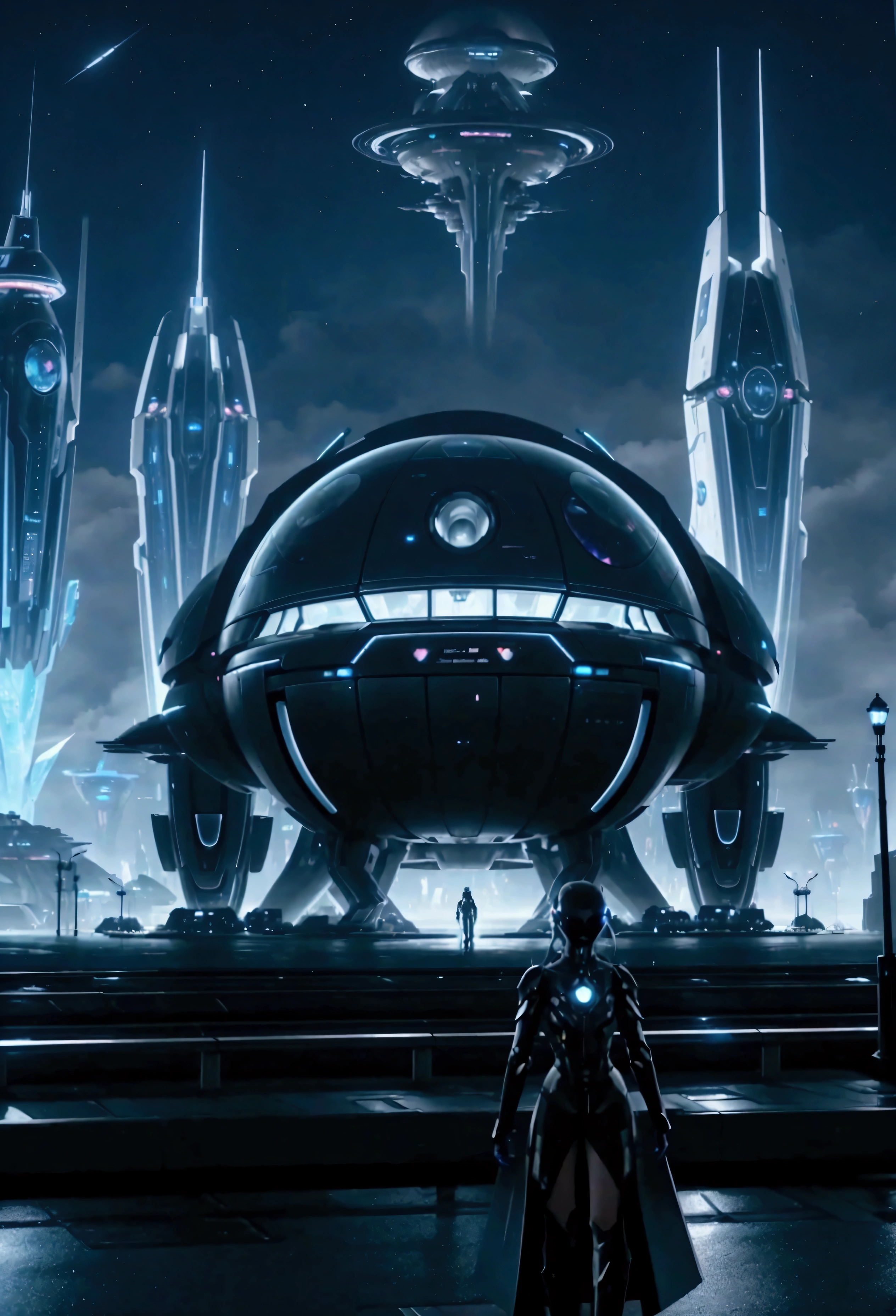 Future city at night with futuristic train and futuristic buildings, Futuristic concept art, A futuristic city in another world, Fantasy sci-fi city, beautiful City of the Future, futuristic utopian city, concept art 8 k resolution, Concept art 8K resolution, City of the Future, Futuristic spaceport, concept art 8 k, Science Fiction Hollywood Concept Art