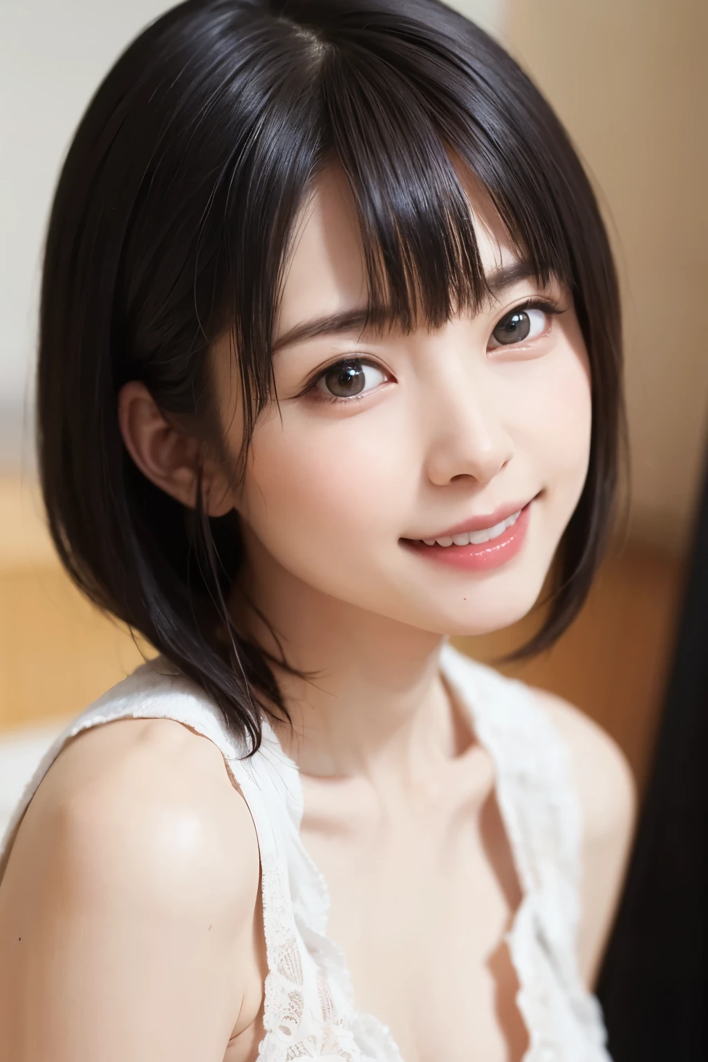 (Tabletop, Highest quality、Very attractive adult beauty、Add strong highlights to the eyes、Please look closely at the camera:1.4、A beautiful woman with adult charm、Ideal body proportions、Perfect Anatomy、Short brunette bob hair、Shiny Hair、Lip gloss),One Girl, solo, 明るい茶色のShiny Hair, Scarf,Realistic, Looking at the audience、Please tilt your head a little, Bright colored crystal light blue eyes, 短いShiny Hair、 chestの中央に穴が開いた白いタートルネックの服,chestの真ん中に丸い穴が開いたセクシーな白いタートルネックのニットセーター、 Lips, Lip gloss，Bans, Upper body、Big eyes、Eyelashes、Face is a little red、Embarrassing)、((Italian road system in winter))、((Short hair with bangs、Big eyes、Give students a very strong highlight、{huge|big|hugeな|Mega} chest:1.4、very bigger chest、Staring at the audience、Very beautiful beauty、Listen carefully、Long neck、Smile a little、Beautiful Teeth、Open your mouth and laugh、Heart-shaped pupils))、28 years old、Very cute supermodel、