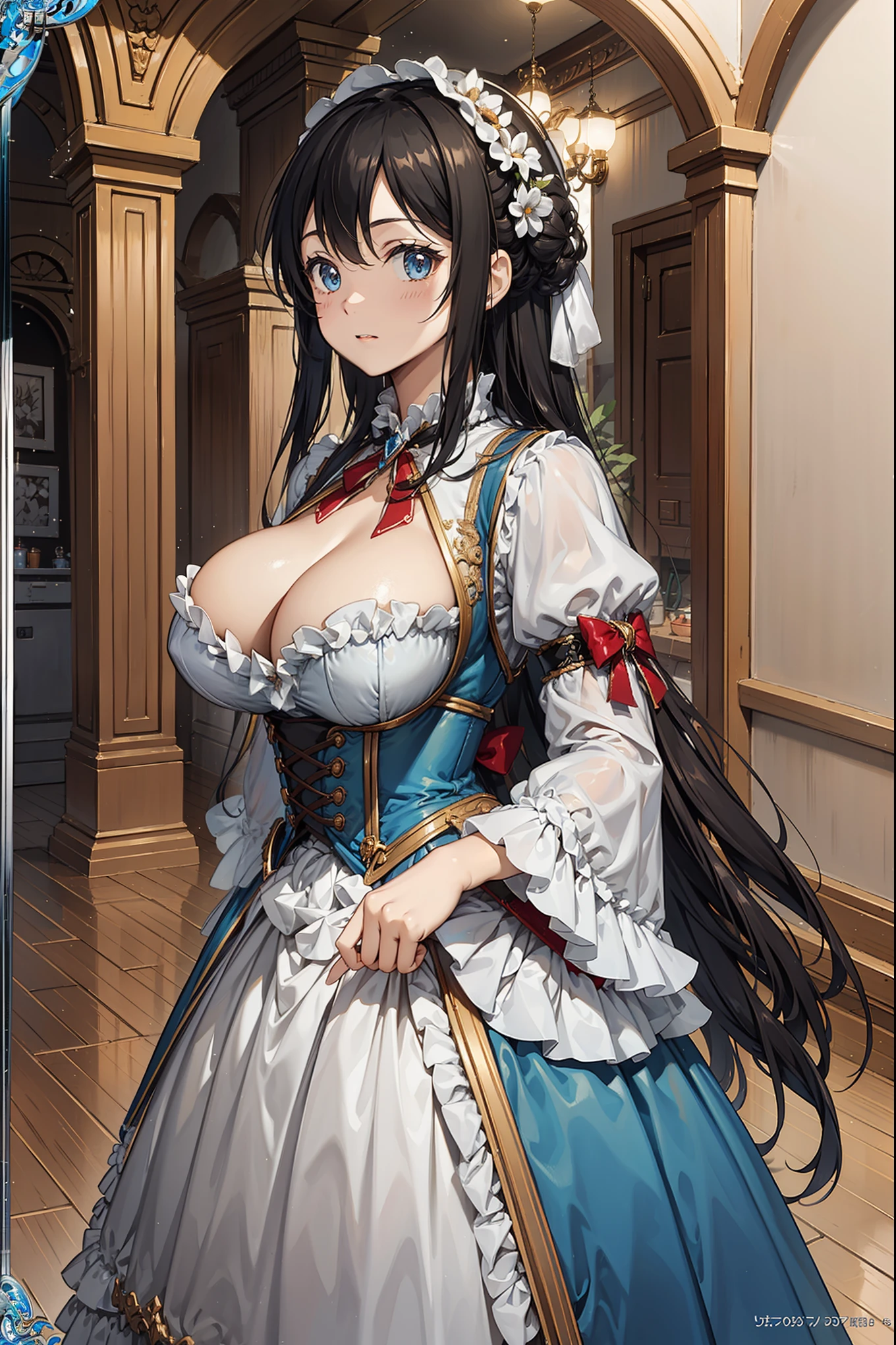 (((Super gorgeous and beautiful dress is a Rococo Victorian dress,Designed with a bustle and long hem))), (Single Ladies :1.2:Huge breasts:1.2), (Expressive hair:1.1:Thick and long hair:1.1), Bangs, (Cowboy shooting:1.1), (Super delicate face:1.3:masterpiece:1.3:Extremely detailed:1.3:Extremely delicate and beautiful:1.2:Unity 16K wallpaper:1.1), (Moe anime art style:1.1),Charm,Dancing