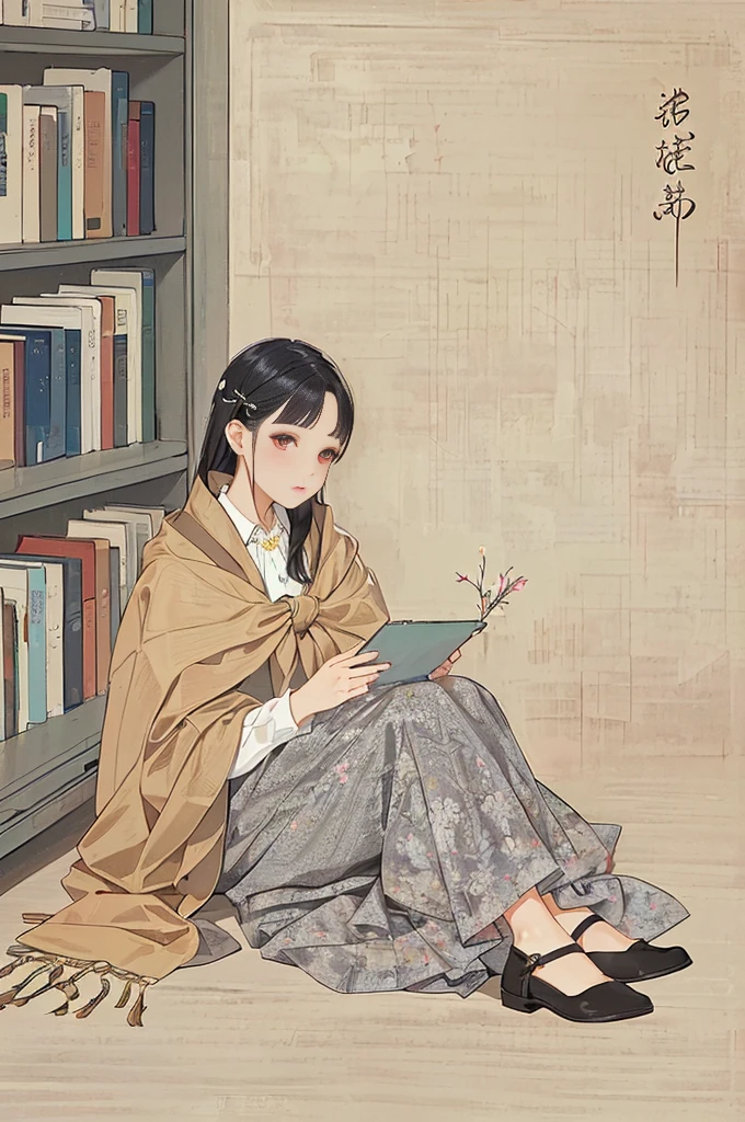 1girl, alone, looking at viewer, blushing, black hair, hair accessories, long sleeves, white background, eternal, full body, female love, blooming flowers, colorful, floral, gorgeous, tassels, Luo Ying, butterflies, masterpiece, best quality, 4k, 8k, highres, masterpiece:1.2, ultra-detailed, realistic, photorealistic, photo-realistic:1.37, HDR, UHD, studio lighting, ultra-fine painting, sharp focus, physically-based rendering, extreme detail description, professional, vivid colors, bokeh, portrait