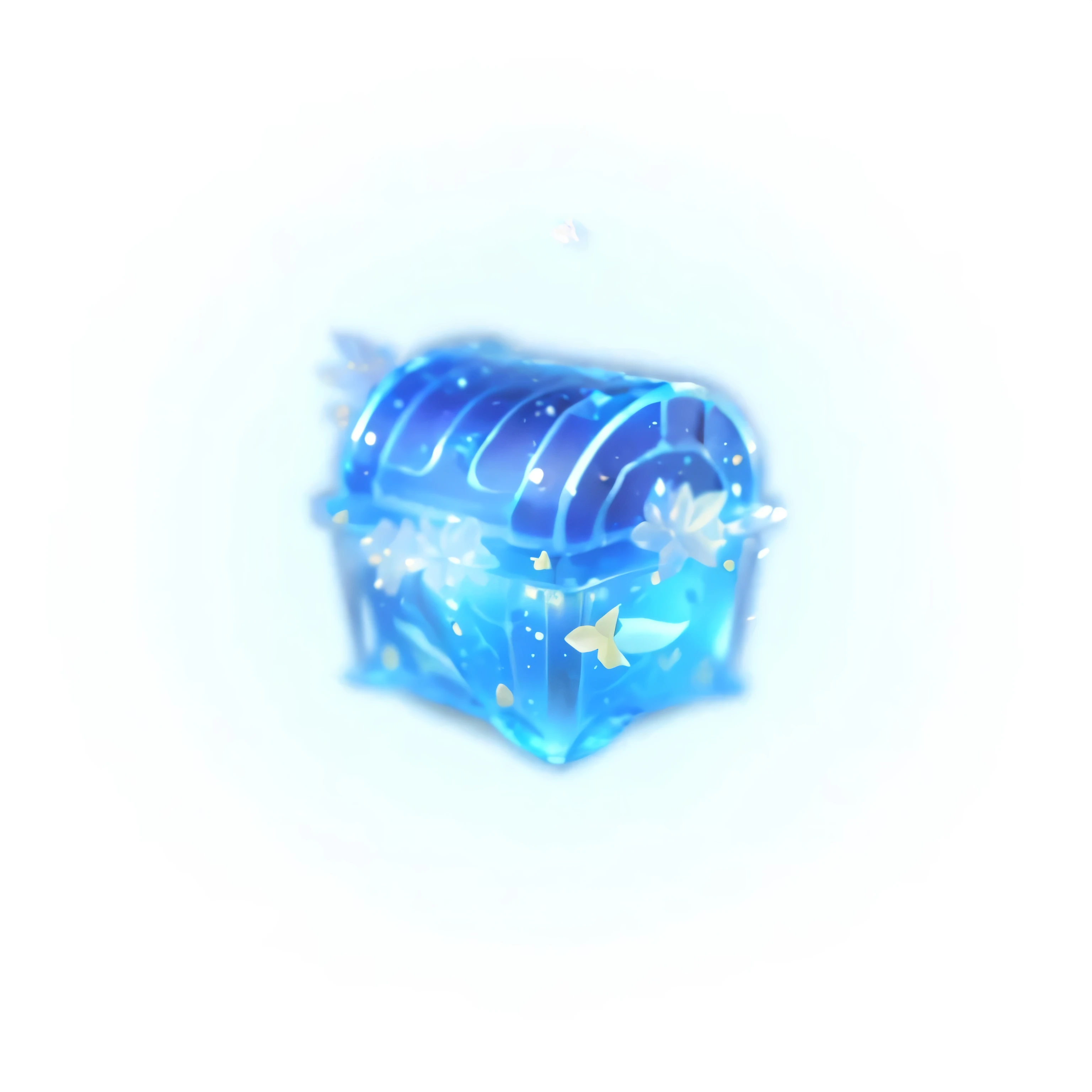 There is a small blue box, Loot Boxes, Treasure Chests, blue transparent jelly, Chest, Treasure, Treasure Chest, ✨🕌🌙, Object Art, video game item, 9k, Nine thousand, 3d icons for mobile games, Dreamy, , ( ( ( Aquarium Bed ) ) ) ), Magic Items, gem