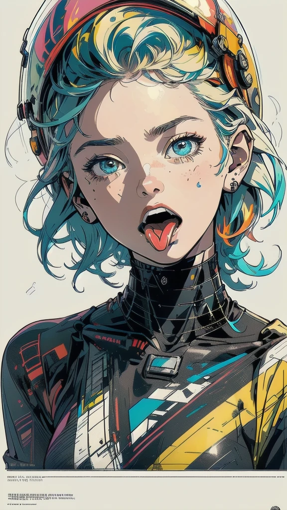 (((masterpiece, highest quality))),(((solo:1.2))),(((1girl:1.2))),32k wallpaper, very detailed, poster, vintage science fiction,(((((geometric cinematic movie poster))))), ((bauhaus)),(shape),(((abstract))),(mid century modern),(((((portfolio))))),(((((Close-up))))),(((((bust up))))),((((more various angle)))),((((highlight)))),((((heterochromia)))),(((complete. detailed face))),((((Extremely talented)))),(((((most complecated futristic machine))))),(Colorful color scheme),(((detailed unlimited complete equipment : helmet like a rail gun))),(((((Absolutely simple background))))),(((Texture for people : grunge))),(((((Open your mouth wide)))))