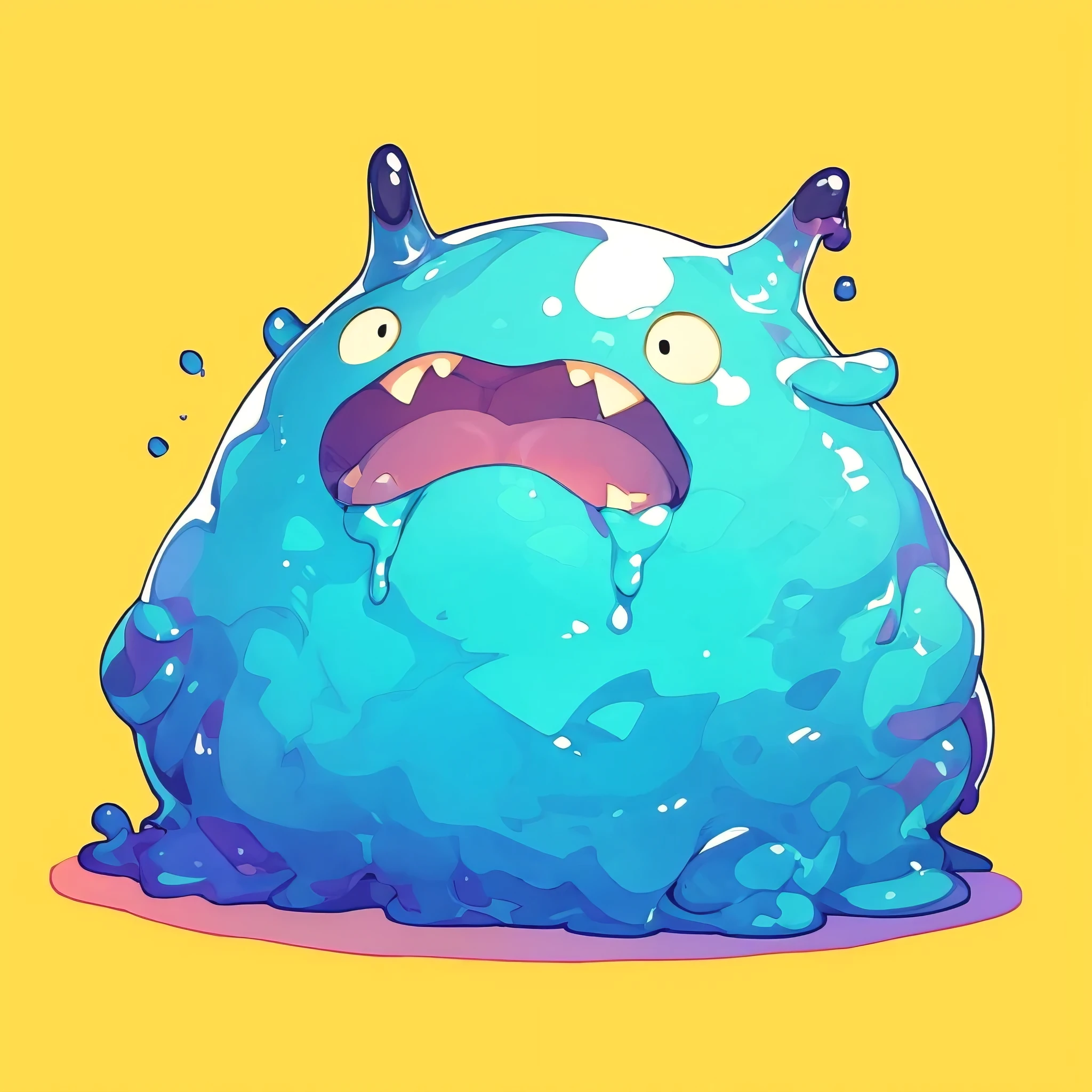 a slime monster, jrpg style, slime creature, slimy texture, oozing slime, large bulbous body, gelatinous form, glowing eyes, dripping wet, vibrant colors, cartoon style, dynamic pose, fantasy landscape, surreal environment, magical elements, cinematic lighting, detailed rendering, (best quality,4k,8k,highres,masterpiece:1.2),ultra-detailed,(realistic,photorealistic,photo-realistic:1.37)