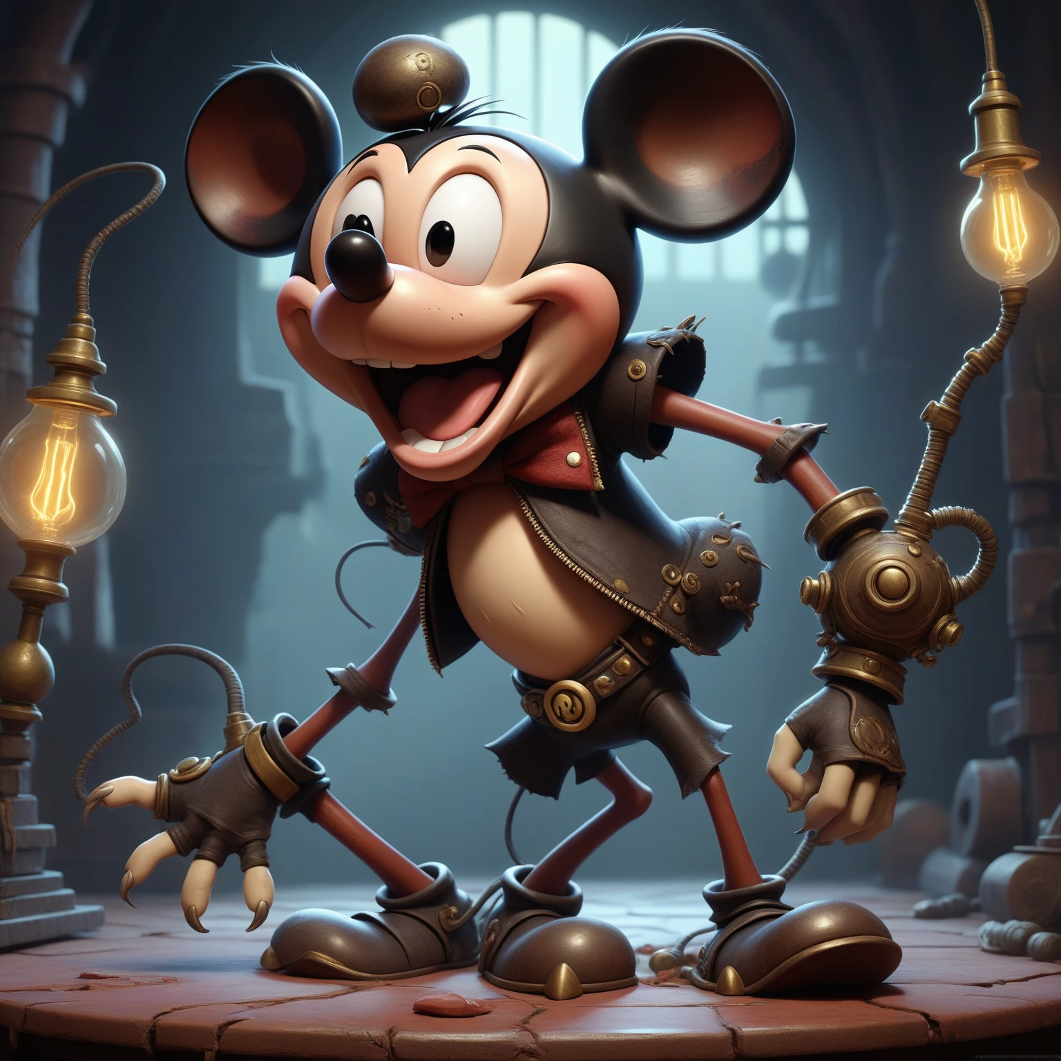 ASCIIMasterpiece ((monsterpunk zombie)) pixar cartoon that looks like (mickey mouse:0.95), symmetrical, highly detailed, 8k, digital painting, oil painting, illustration, concept art, sharp focus, volumetric lighting, epic Composition, cgsociety, artstation