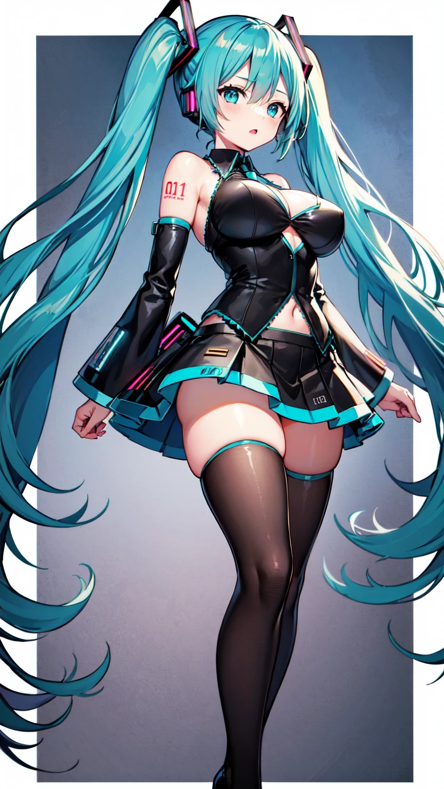 Hatsune Miku VOCALOID、Big Breasts、Dragon Knight((Western Armor))、mini skirt、Black Stockings、High heels、