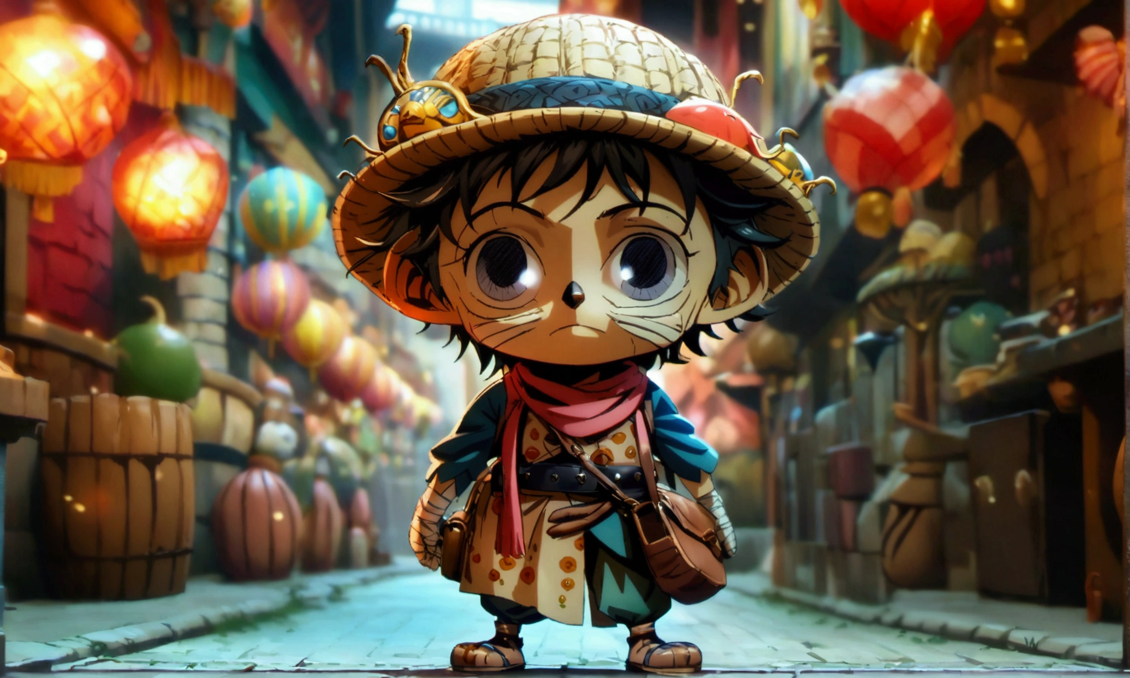 Small man similar to the Tontattas, unkempt appearance due to his alcohol addiction, messy hair and clever eyes, bandaged hands, simple and worn clothes, short tunic, light pants and boots, carrying a small leather bag attached to his belt, bar background, "Anime character design inspired by One Piece, full of dramatic and impressive lighting, focus on the centralized character, impressive face, full of creative details, ultra-fine 4K design, scenery bathed in creativity, boasting 2D anime resolution clarity, HD anime graphics, high-octane rendering"