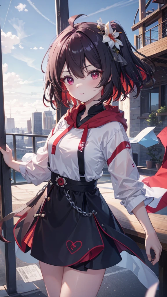 girl,Clarity,high-definition,High Detail,Rich in details,transparent,纹理Clarity,beauty,grace,nature,Red eyes,long hair,Hoodie,sports shoes,