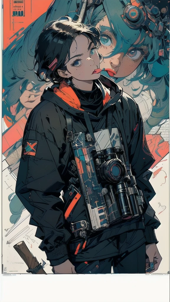 (((masterpiece, highest quality))),(((solo:1.2))),(((1girl:1.2))),32k wallpaper, very detailed, poster, vintage science fiction,(((((geometric cinematic movie poster))))), ((bauhaus)),(shape),(((abstract))),(mid century modern),(((((portfolio))))),(((((Close-up))))),(((((bust up))))),((((more various angle)))),((((highlight)))),((((heterochromia)))),(((complete. detailed face))),((((Extremely talented)))),(((((most complecated futristic machine))))),(Colorful color scheme),(((detailed unlimited complete equipment : helmet like a rail gun))),(((((Absolutely simple background))))),(((Texture for people : grunge))),(((((Monocular))))),(((((Stick your tongue out as much as possible)))))