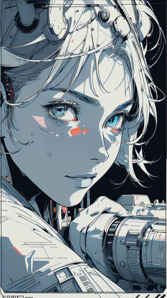 (((masterpiece, highest quality))),(((solo:1.2))),(((1girl:1.2))),32k wallpaper, very detailed, vintage science fiction,(((((geometric cinematic movie poster))))), ((bauhaus)),(shape),(((abstract))),(mid century modern),((((more various angle)))),((((highlight)))),((((heterochromia)))),(((complete. detailed face))),((((Extremely talented)))),(((((most complecated futristic machine))))),(Colorful color scheme),(((detailed unlimited complete equipment : headphone like a rail gun))),(((((Absolutely simple background))))),(((Texture for people : grunge))),(((((Line art)))))